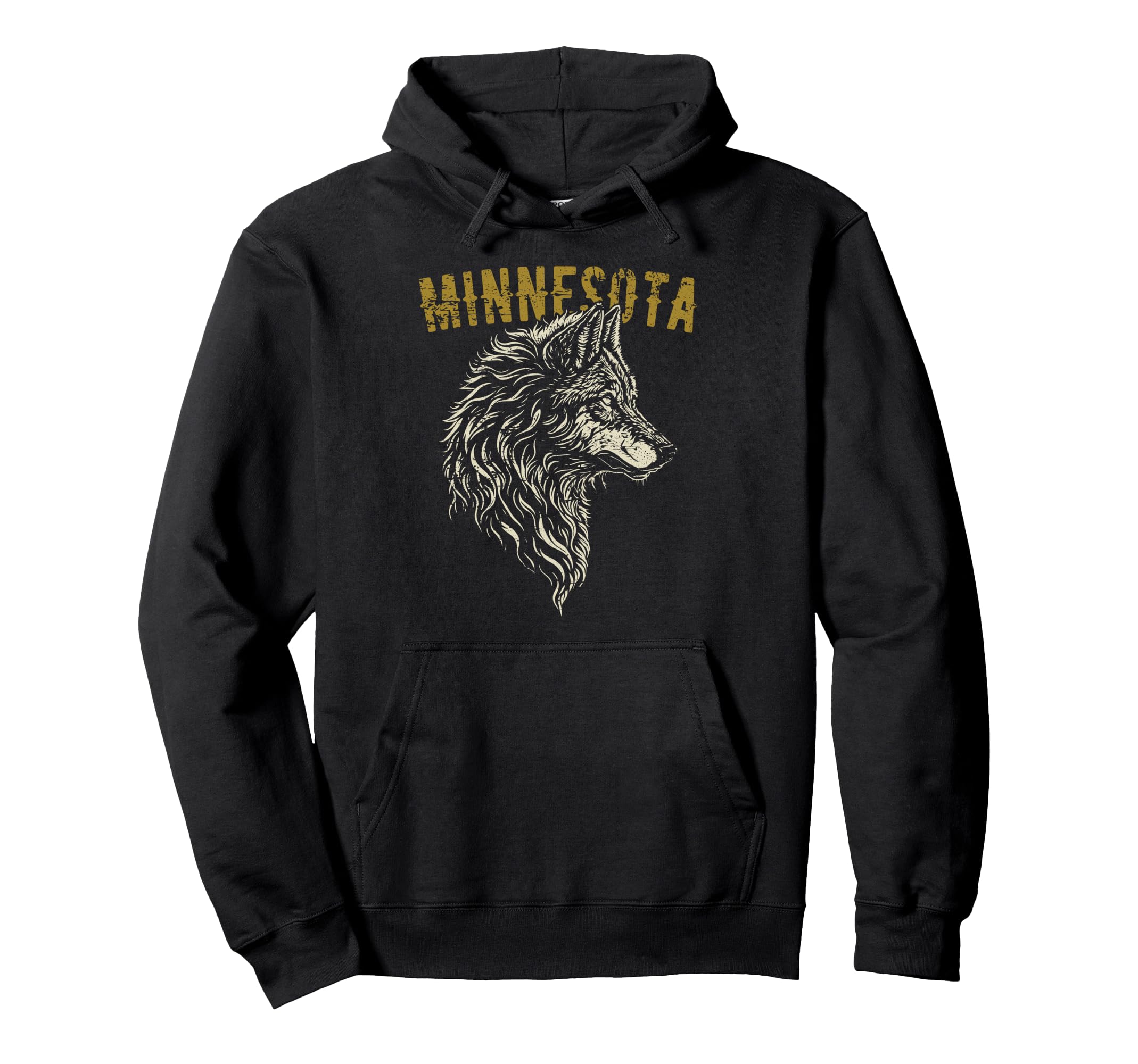 Minnesota Usa Wolf Distressed Hoodie - Fun Novelty Design Men Women - T-Shirt, Sweatshirt, Hoodie