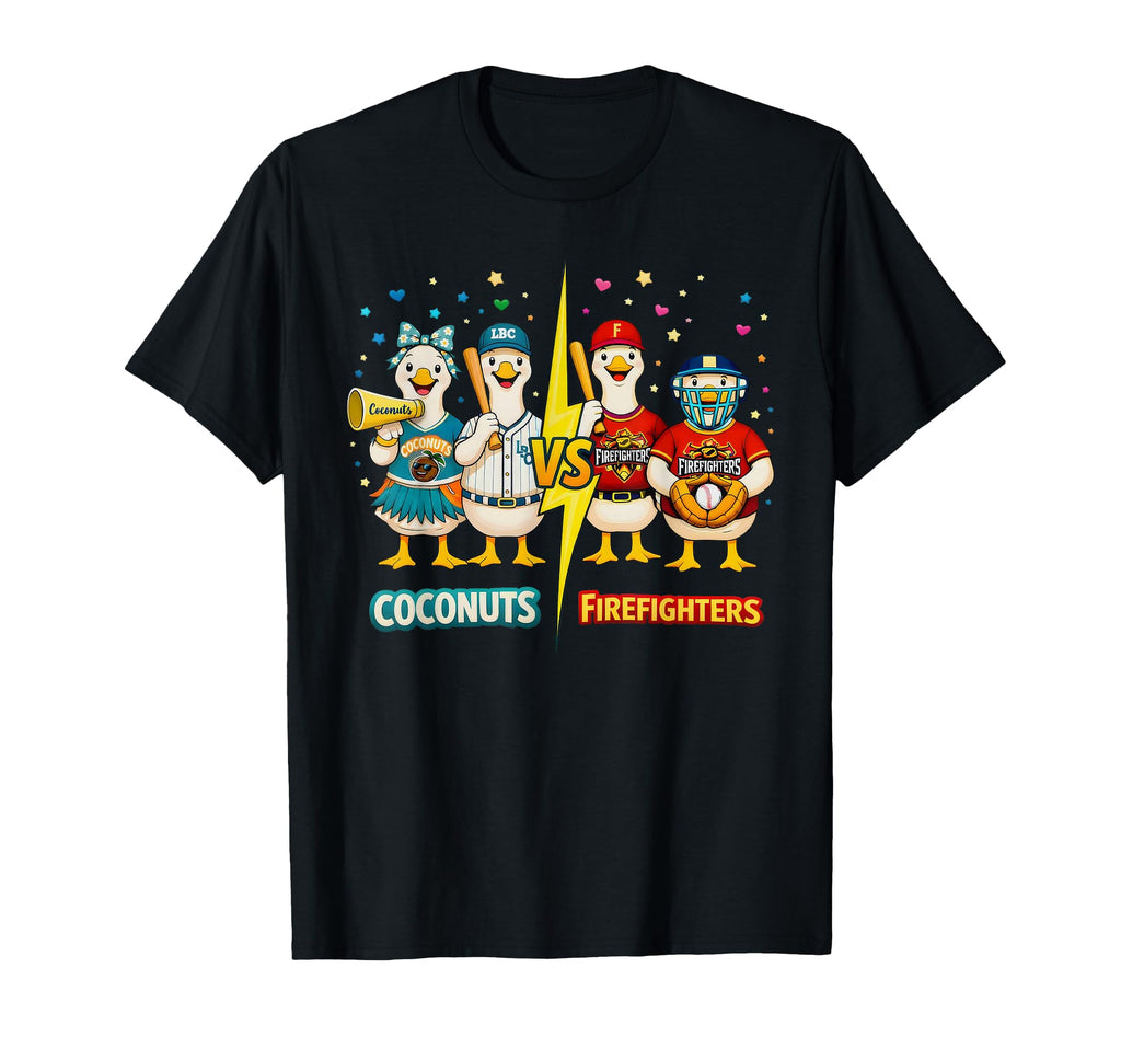 Coconuts Vs Firefighters Baseball T-Shirt - Casual Everyday Wear Unisex - T-Shirt, Sweatshirt, Hoodie