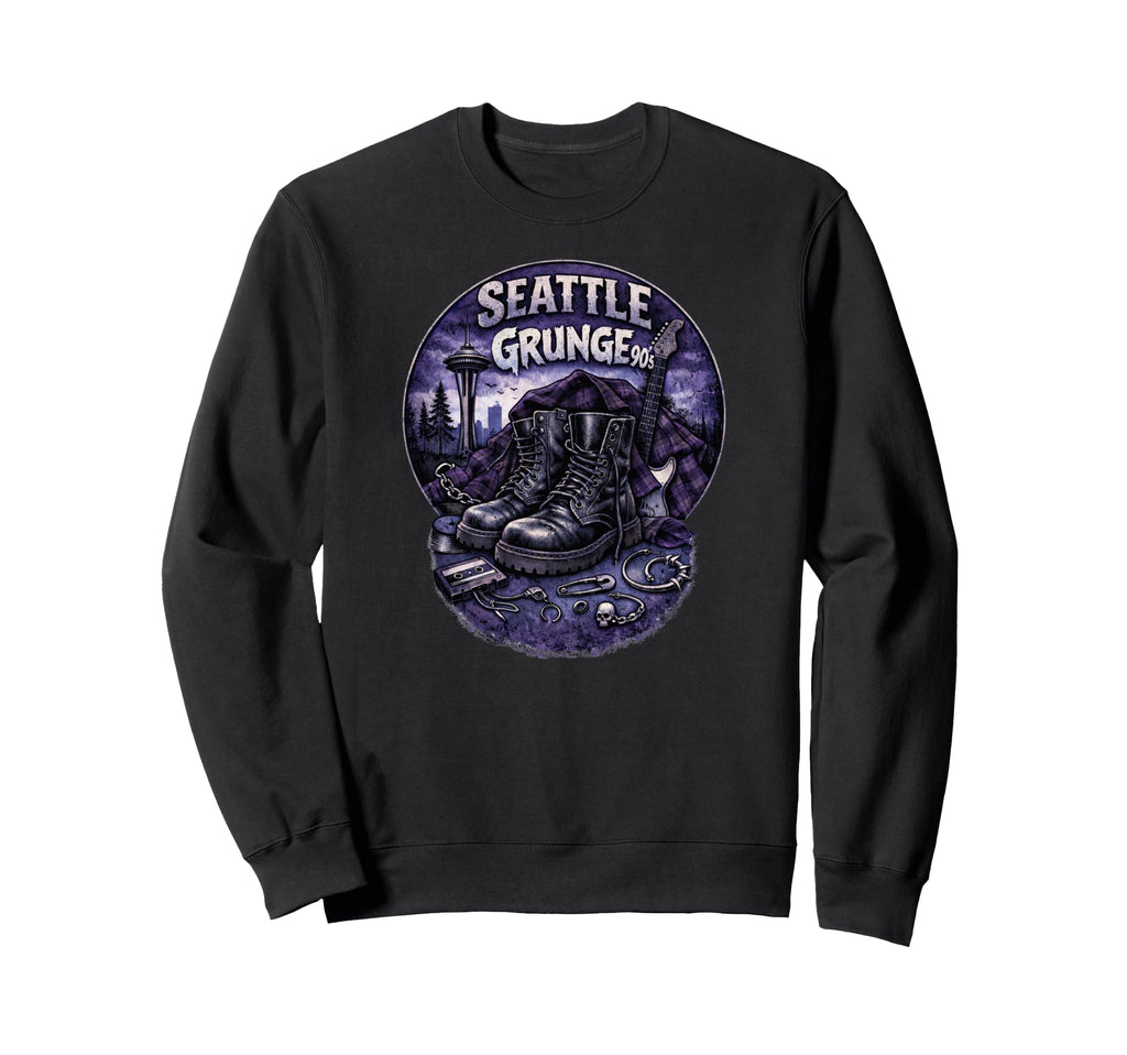 Seattle Grunge Music 90S Sweatshirt - Novelty Apparel Unisex - T-Shirt, Sweatshirt, Hoodie