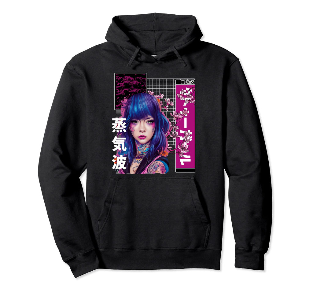 Japanese Cherry Blossom Edgy Vaporwave Hoodie - Aesthetic Graphic Unisex - T-Shirt, Sweatshirt, Hoodie