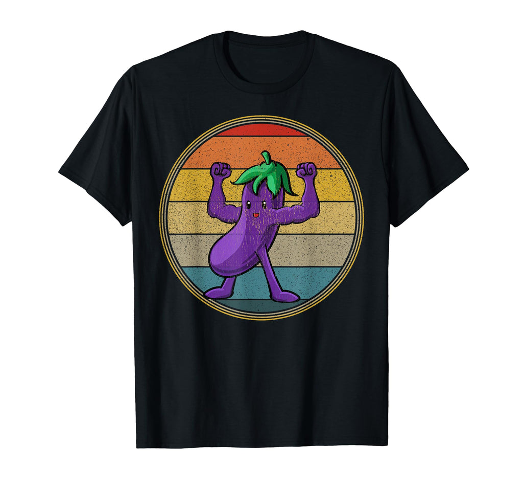 Eggplant Muscles Distressed T-Shirt - Fun Novelty Design Men Women - T-Shirt, Sweatshirt, Hoodie