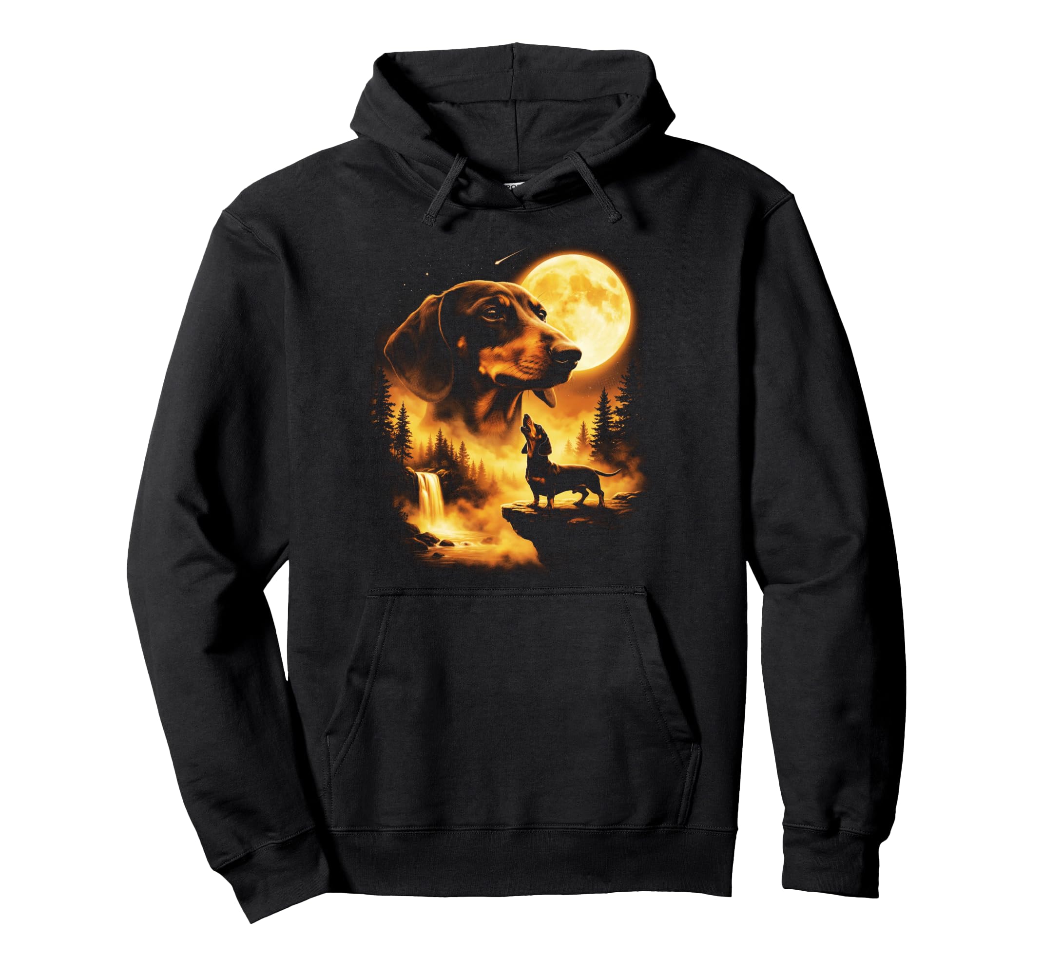 Dachshund Howling To Moon 90S Animal Hoodie - Unique Graphic for Adults - T-Shirt, Sweatshirt, Hoodie
