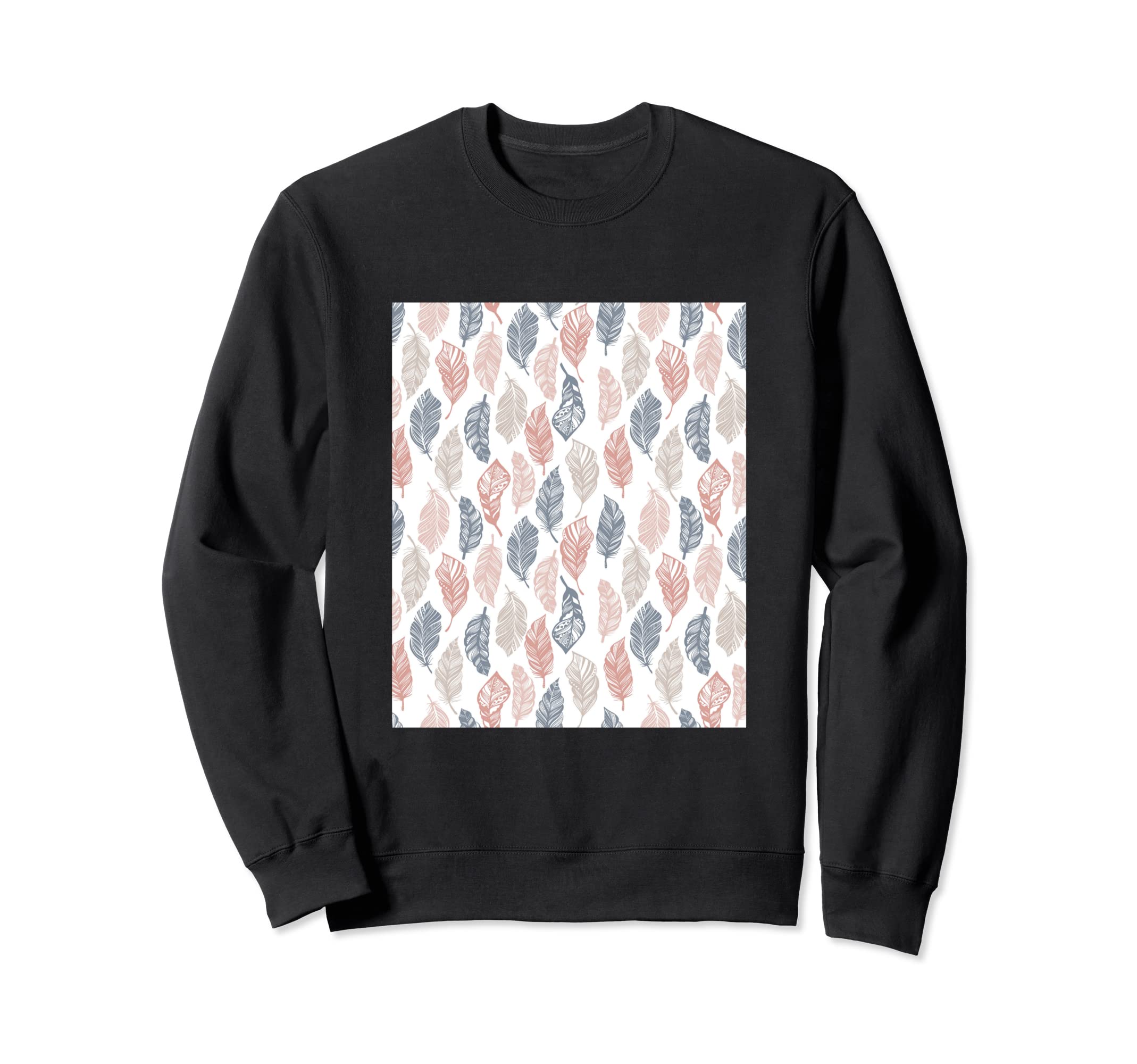 Boho Feathers Pattern Sweatshirt - Aesthetic Graphic Unisex - T-Shirt, Sweatshirt, Hoodie