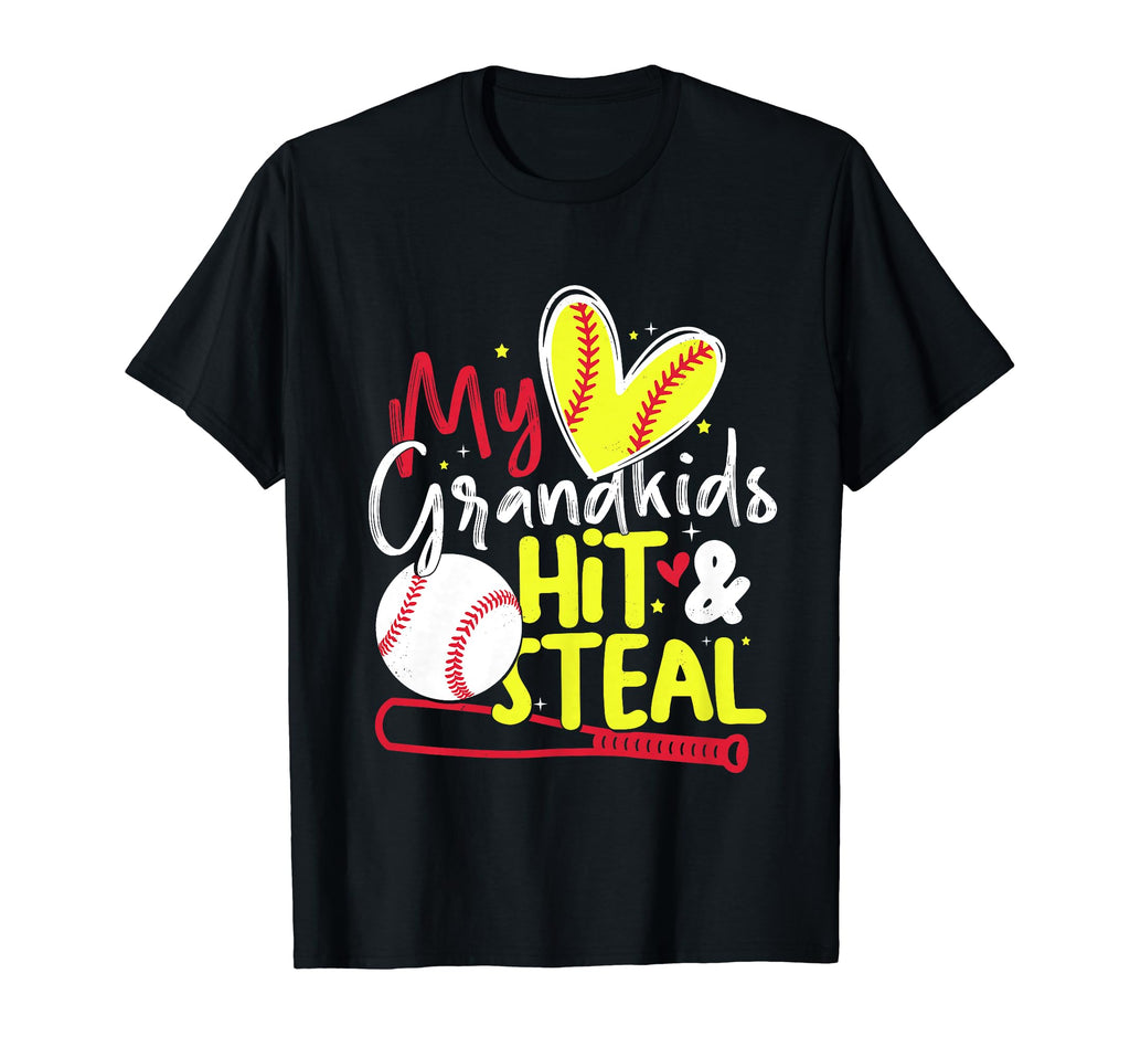 My Grandkids Hit Steal Baseball T-Shirt - Custom Art Print Men Women - T-Shirt, Sweatshirt, Hoodie