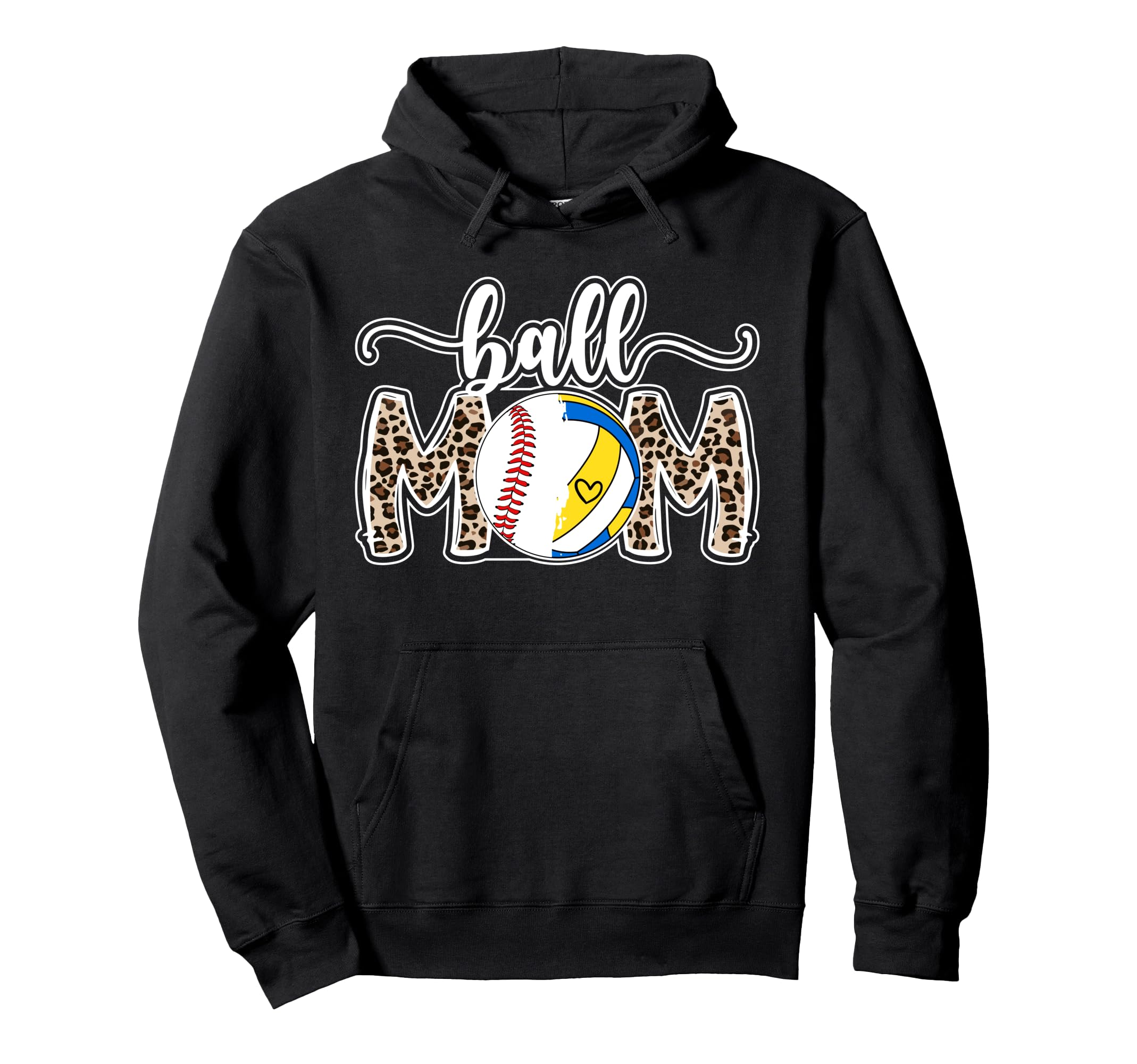 Ball Mom Leopard Baseball Volleyball Mom Hoodie - Aesthetic Graphic Unisex - T-Shirt, Sweatshirt, Hoodie