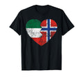 Norwegian Italian Flags Heart Italy T-Shirt - Fun Novelty Design Unisex - T-Shirt, Sweatshirt, Hoodie