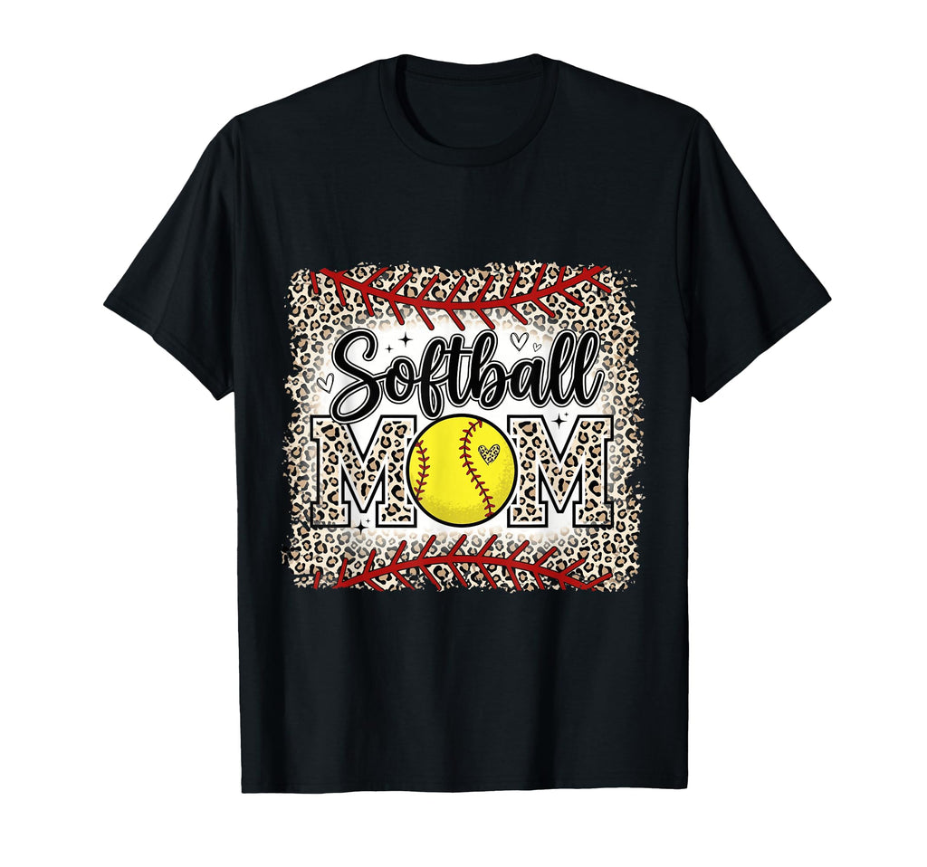Softball Mom Leopard Yellow T-Shirt - Casual Everyday Wear for Adults - T-Shirt, Sweatshirt, Hoodie