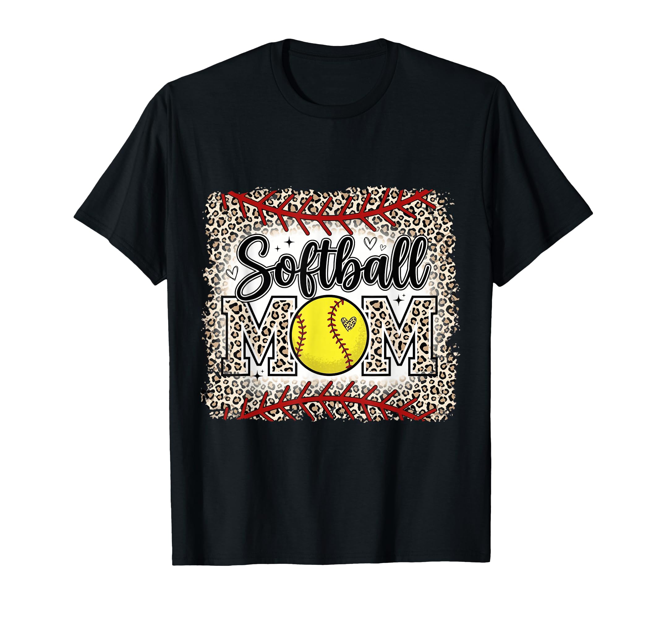 Softball Mom Leopard Yellow T-Shirt - Casual Everyday Wear for Adults - T-Shirt, Sweatshirt, Hoodie