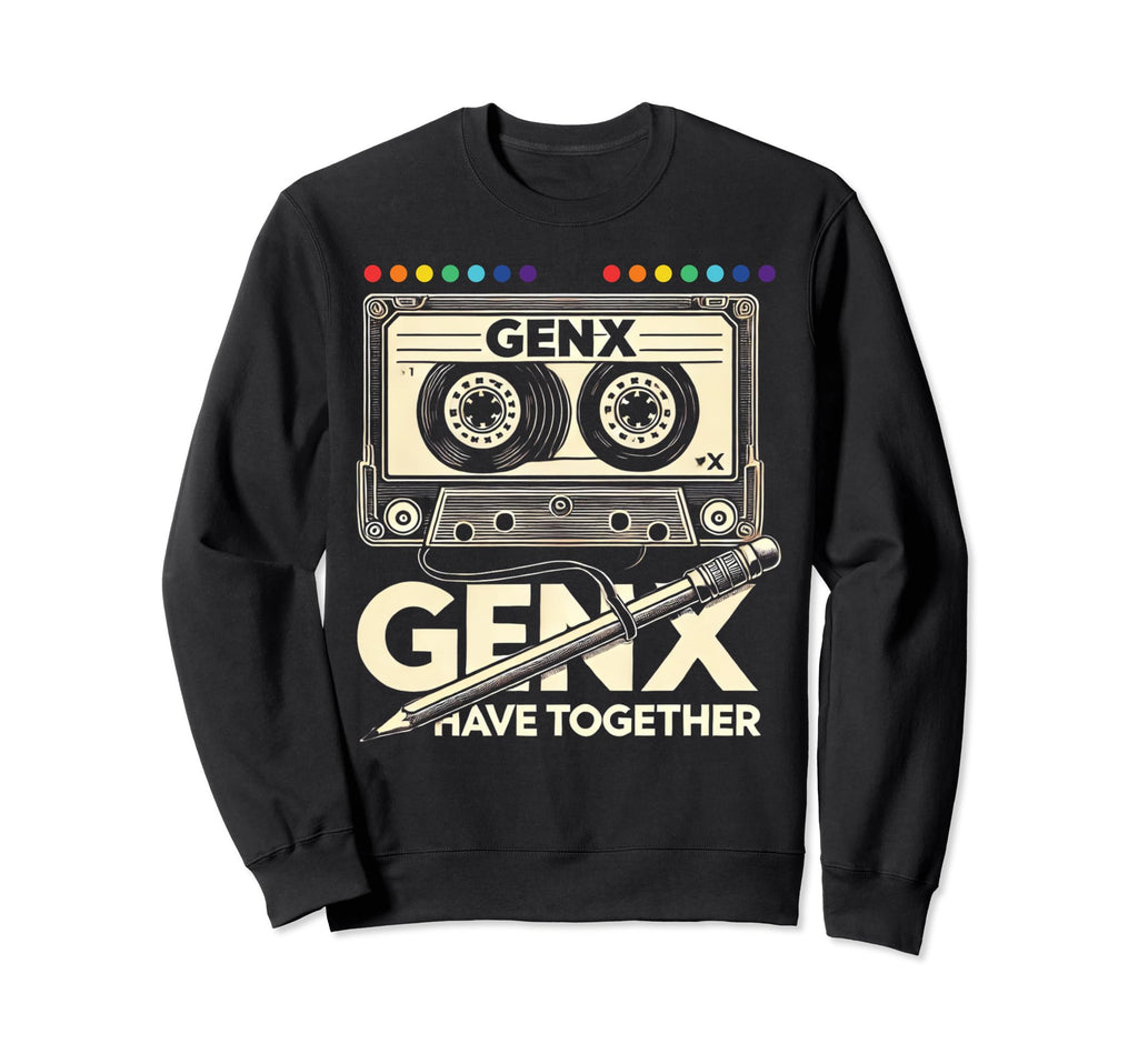 Gen X Cassette Tape Pencil Music Vibes Sweatshirt - Trendy Graphic Unisex - T-Shirt, Sweatshirt, Hoodie