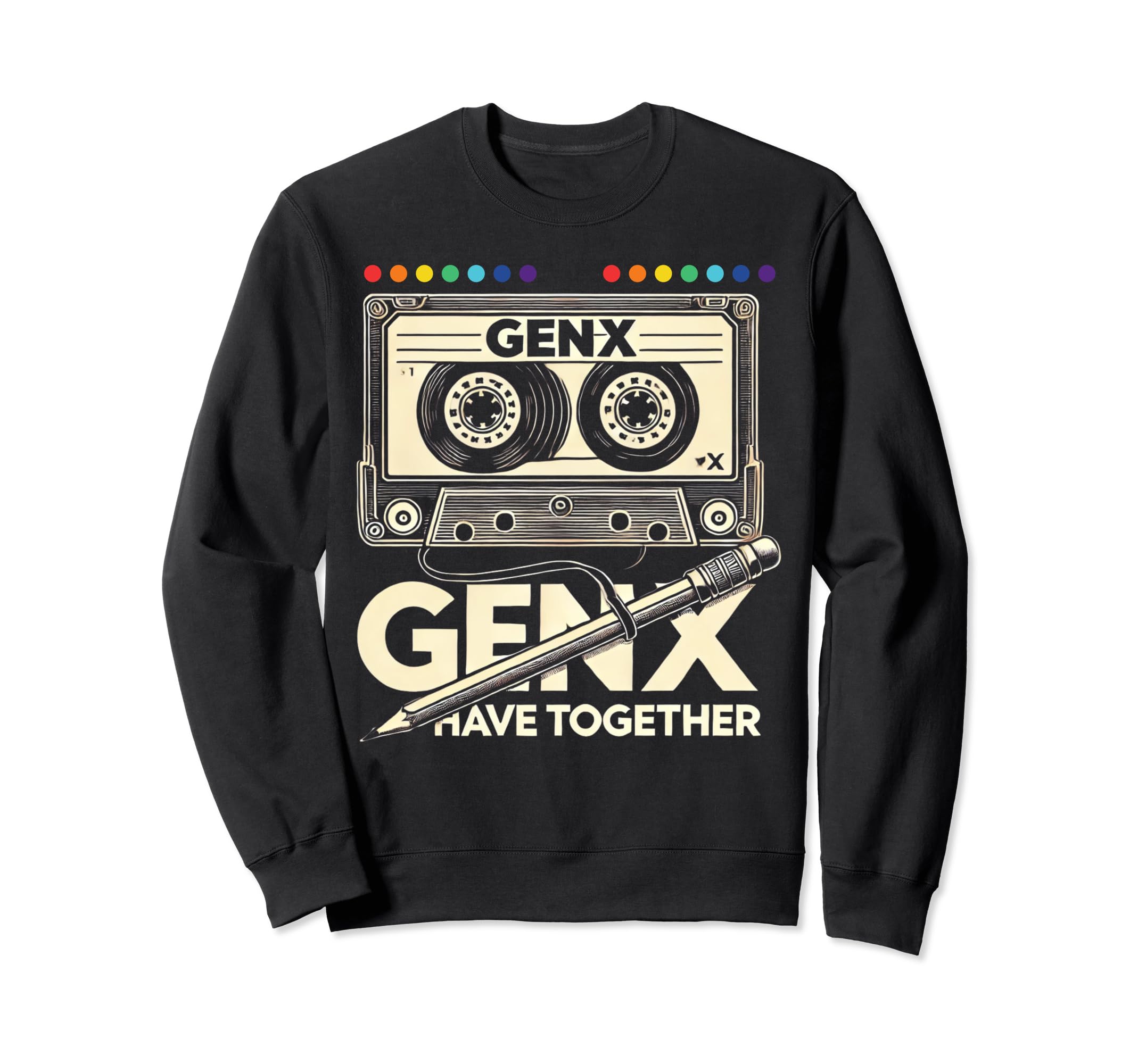 Gen X Cassette Tape Pencil Music Vibes Sweatshirt - Trendy Graphic Unisex - T-Shirt, Sweatshirt, Hoodie