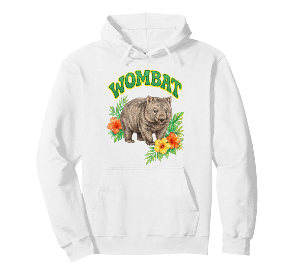 Wombat Groovy Floral Wombat Watercolor Hoodie - Trendy Graphic for Adults - T-Shirt, Sweatshirt, Hoodie