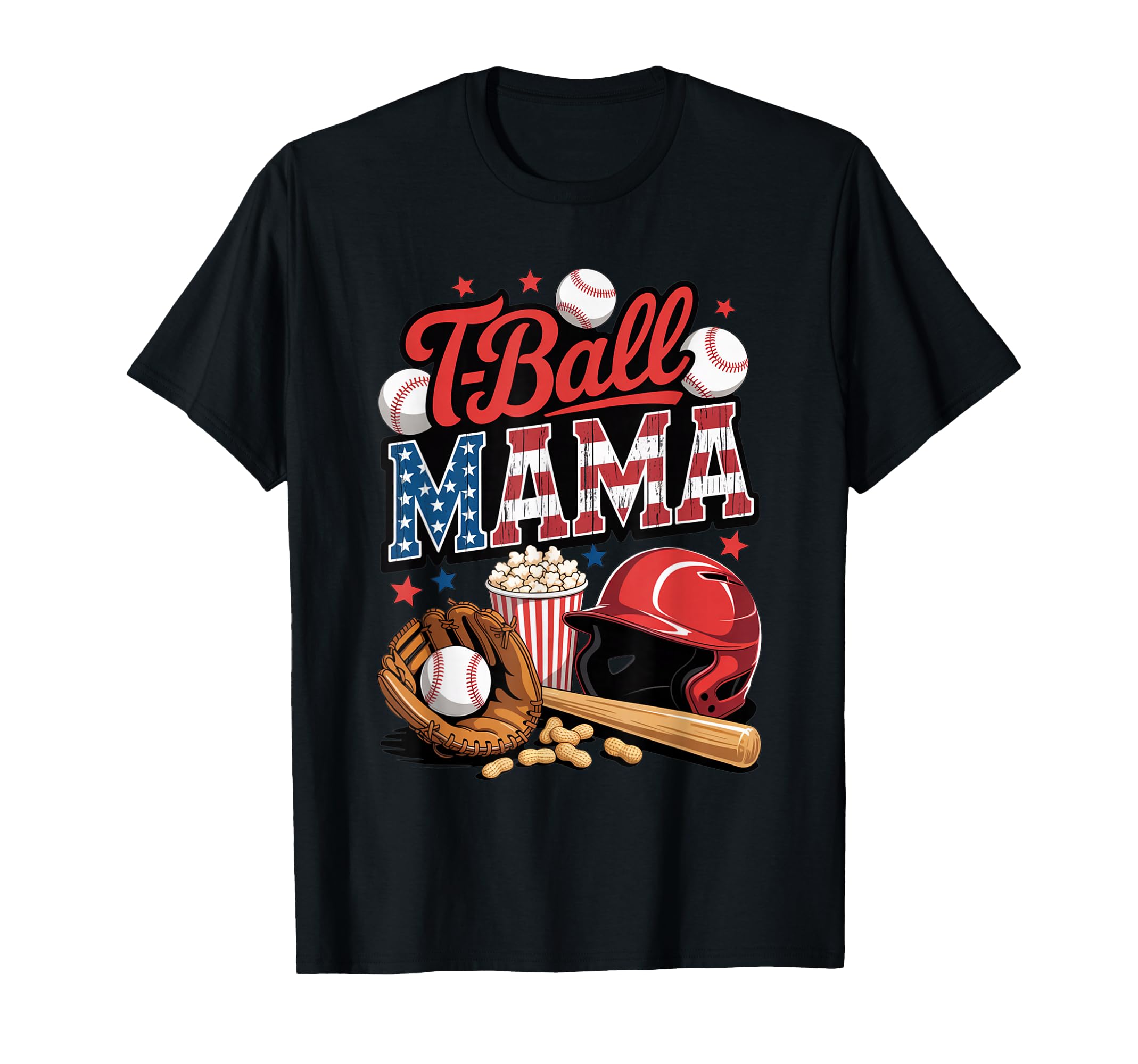 T Ball Mama Patriotic Baseball Mom T-Shirt - Fun Novelty Design Unisex - T-Shirt, Sweatshirt, Hoodie