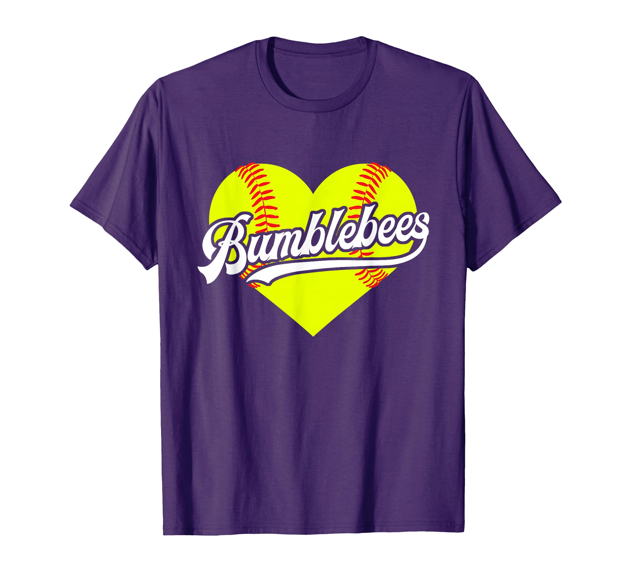 Softball Heart Bumblebees Team T Ball T-Shirt - Graphic Print Men Women - T-Shirt, Sweatshirt, Hoodie
