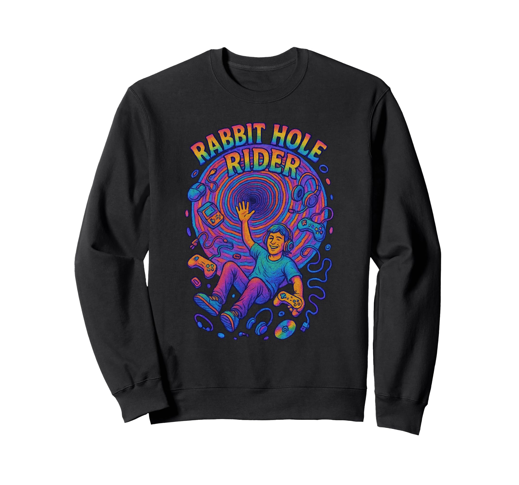Gamer Hippie Colorful Funny Nerd 90S Sweatshirt - Custom Art Print Unisex - T-Shirt, Sweatshirt, Hoodie