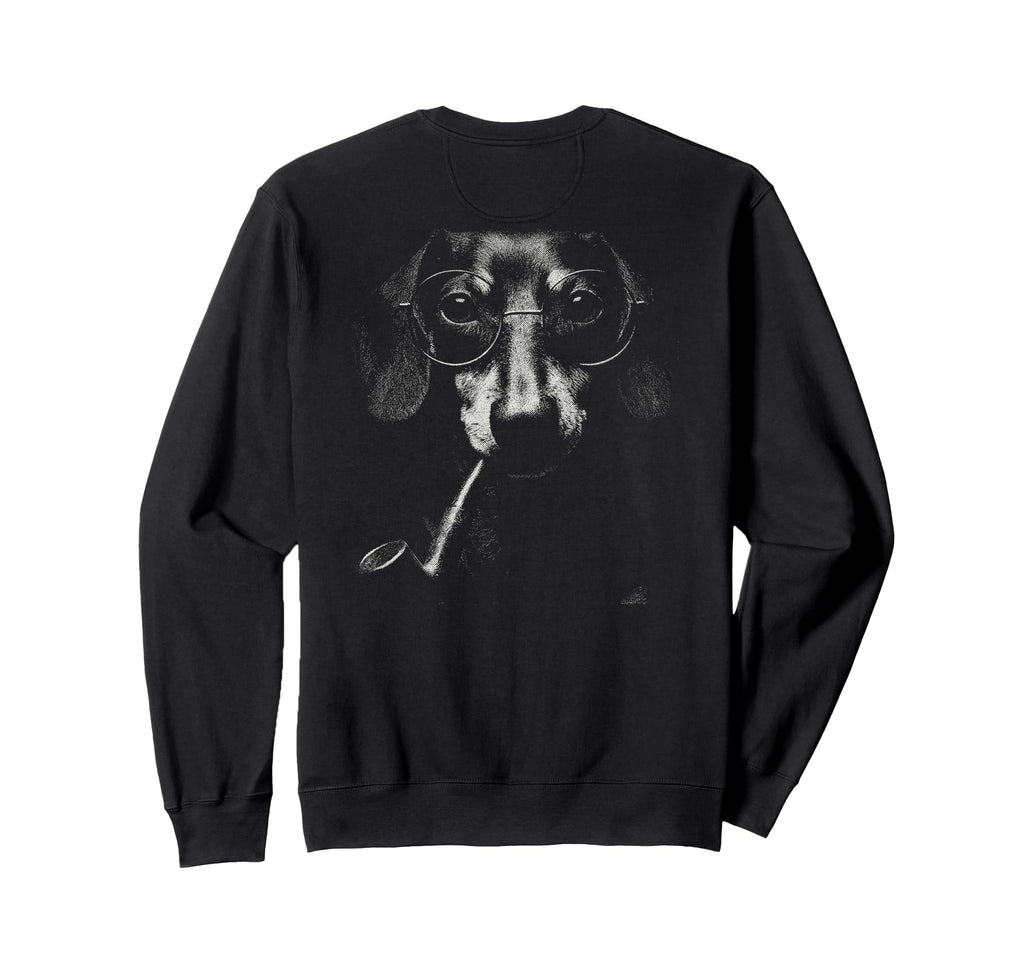 Dachshund Smoking Pipe Glasses Sweatshirt - Custom Art Print Men Women - T-Shirt, Sweatshirt, Hoodie