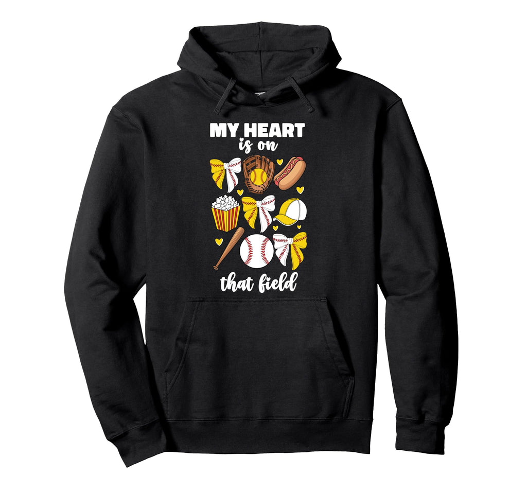 My Heart Is That Field Half Baseball Hoodie - Novelty Apparel Men Women - T-Shirt, Sweatshirt, Hoodie