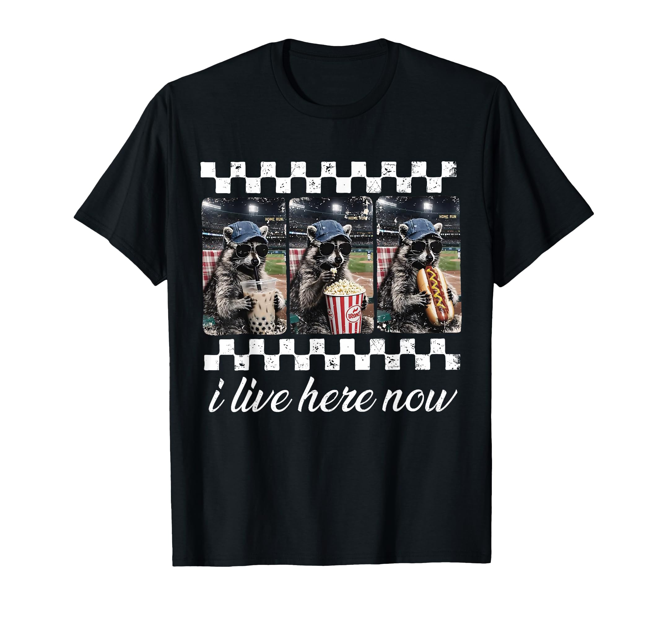 I Live Here Now Baseball Mom Raccoon T-Shirt - Streetwear Style for Adults - T-Shirt, Sweatshirt, Hoodie
