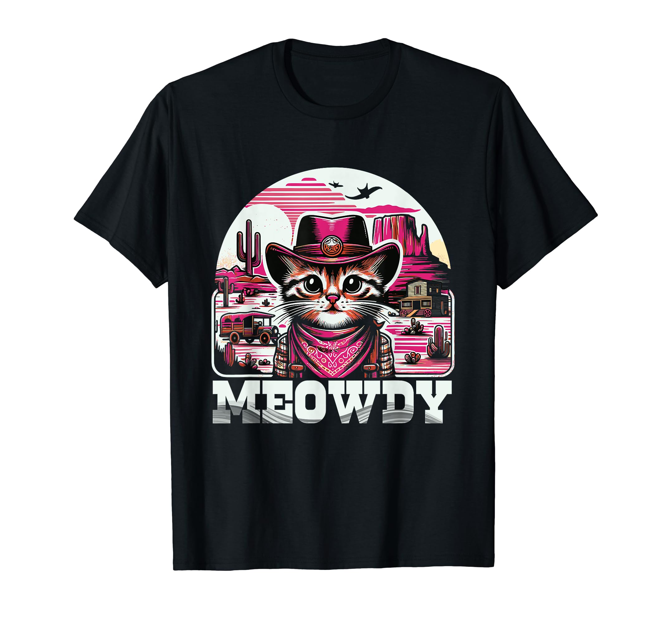 Meowdy Country Cowboy Western Cat T-Shirt - Custom Art Print for Adults - T-Shirt, Sweatshirt, Hoodie