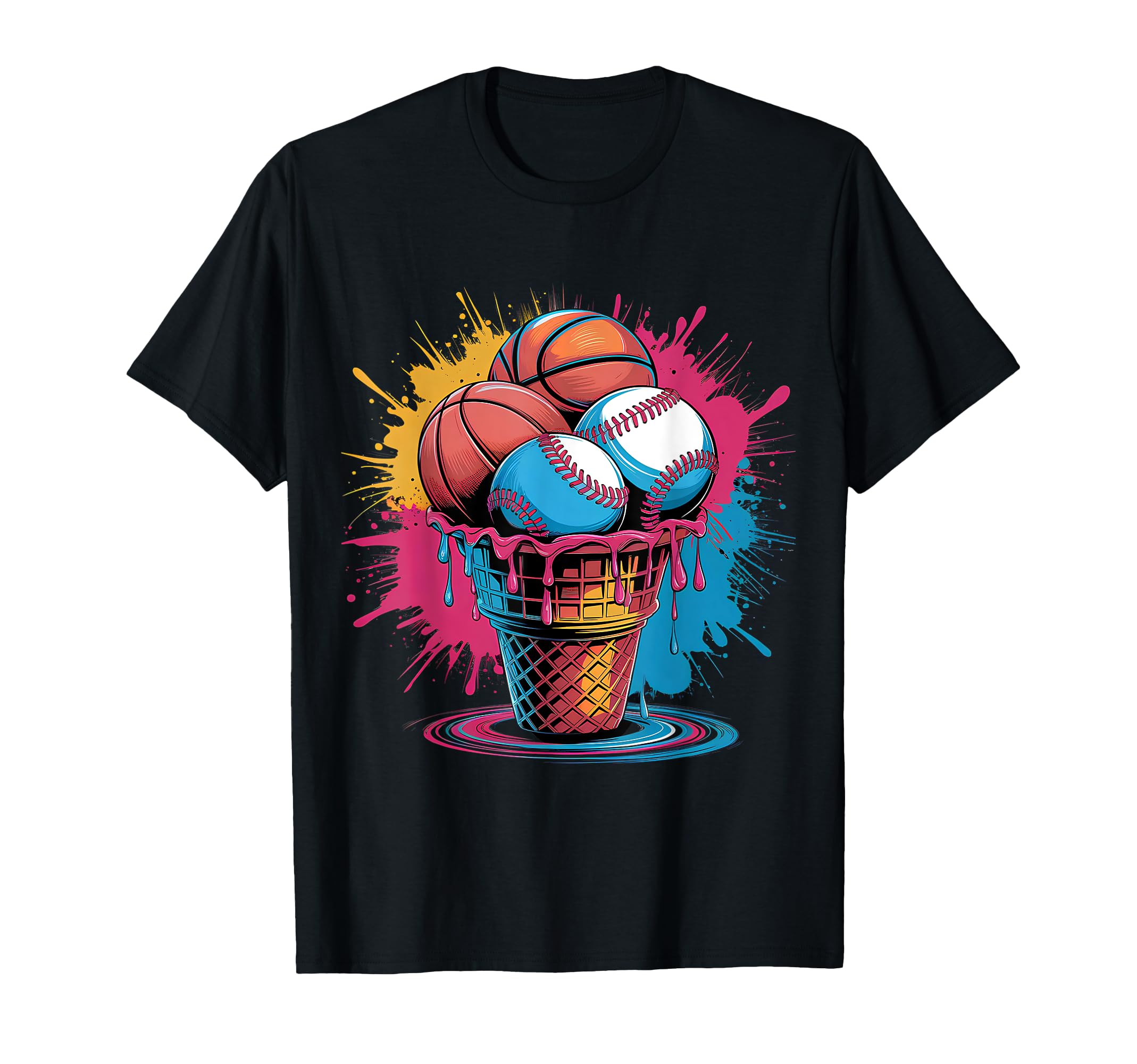 Baseball Basketball Ice Cream T-Shirt - Casual Everyday Wear Men Women - T-Shirt, Sweatshirt, Hoodie