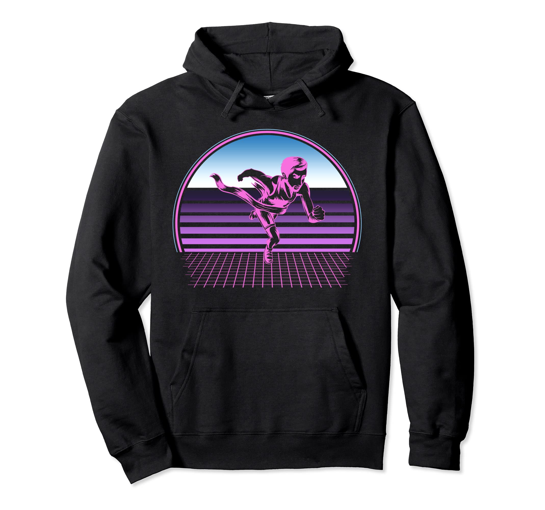 Running 80S Vaporwave Aesthetic Runner Hoodie - Fun Novelty Design Unisex - T-Shirt, Sweatshirt, Hoodie