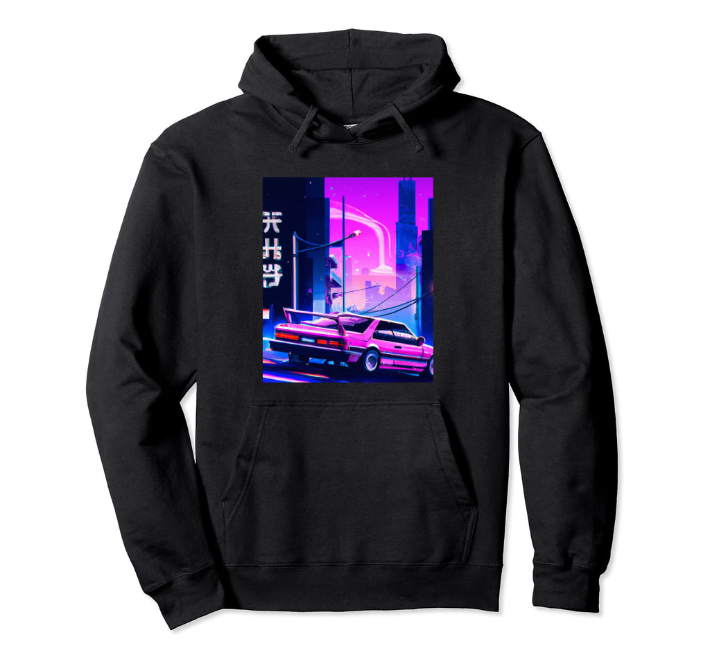 Vaporwave Car Synthwave City Hoodie - Casual Everyday Wear for Adults - T-Shirt, Sweatshirt, Hoodie