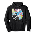 Playing Cats Surfing Kanagawa Wave Hoodie - Minimalist Print for Adults - T-Shirt, Sweatshirt, Hoodie