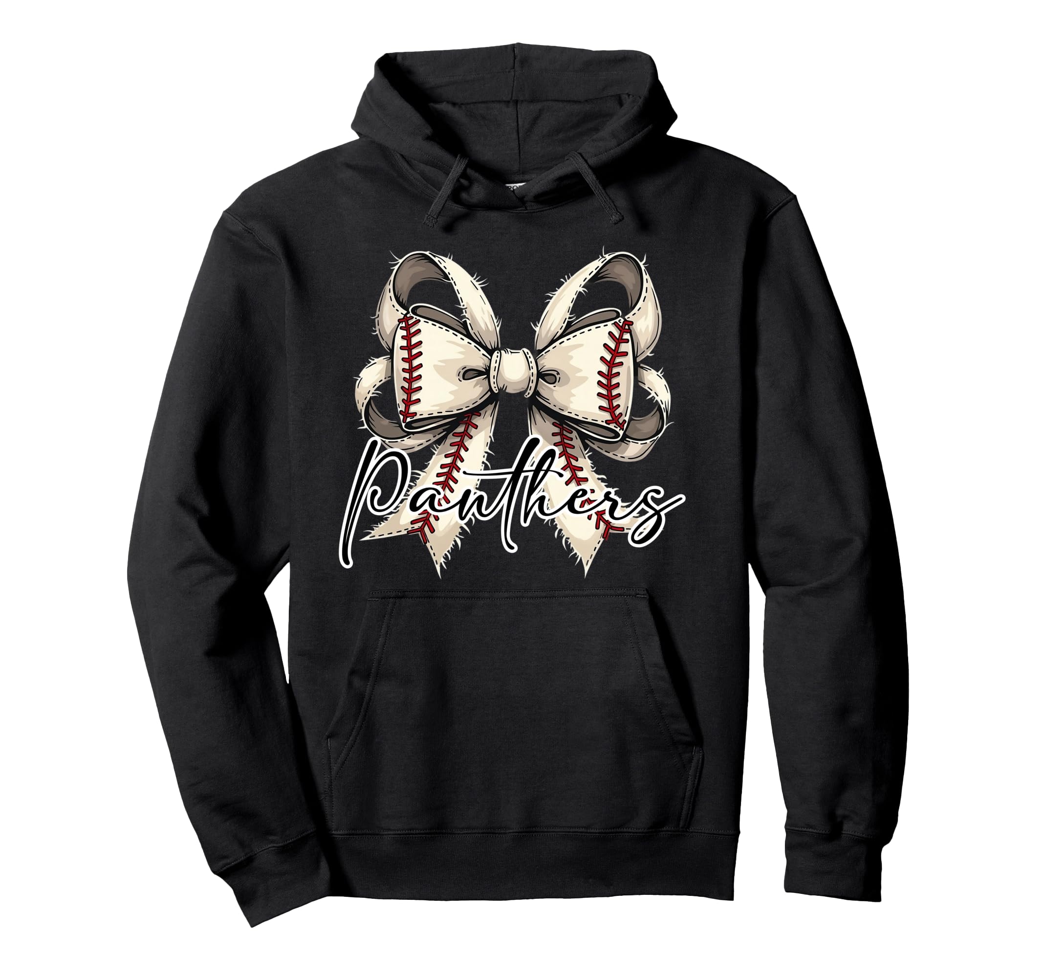 Panthers Baseball Coquette Bow Game Day Hoodie - Graphic Print Unisex - T-Shirt, Sweatshirt, Hoodie