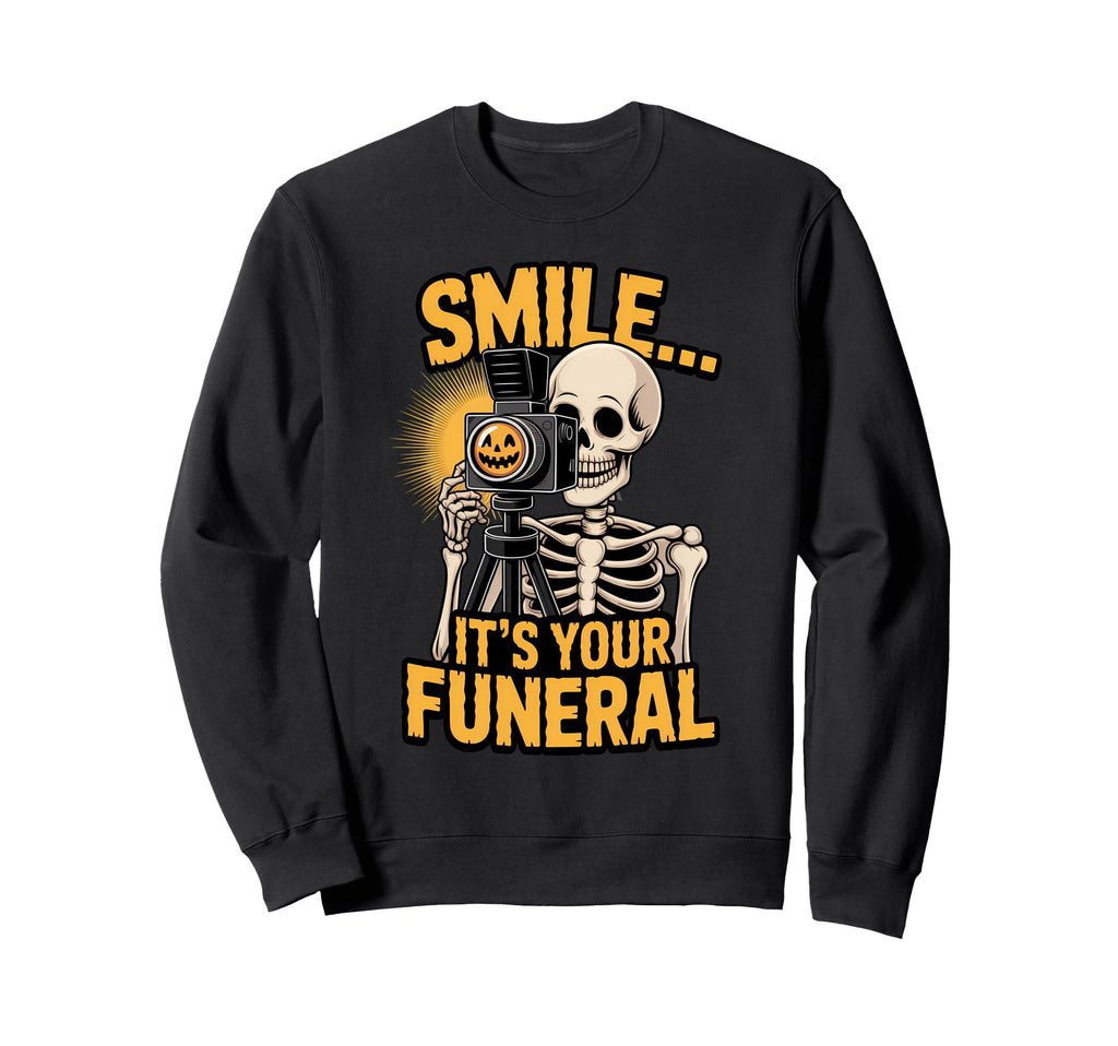Skeleton Photographer Halloween Sweatshirt - Novelty Apparel Men Women - T-Shirt, Sweatshirt, Hoodie
