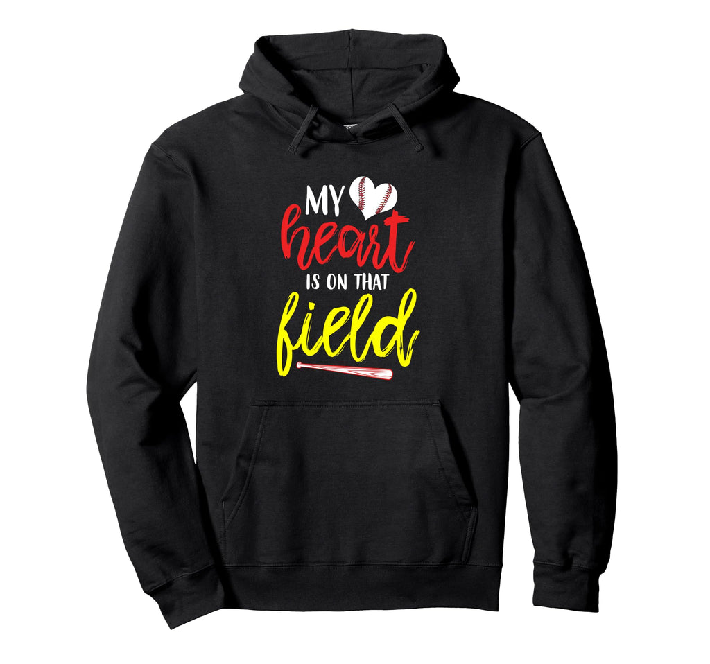 Baseball Parent Mom Dad My Heart Is Hoodie - Streetwear Style for Adults - T-Shirt, Sweatshirt, Hoodie