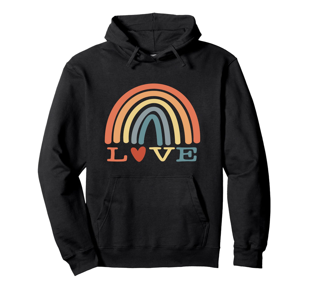 Rainbow Love Groovy Heart Boho 70S Hoodie - Streetwear Style Men Women - T-Shirt, Sweatshirt, Hoodie