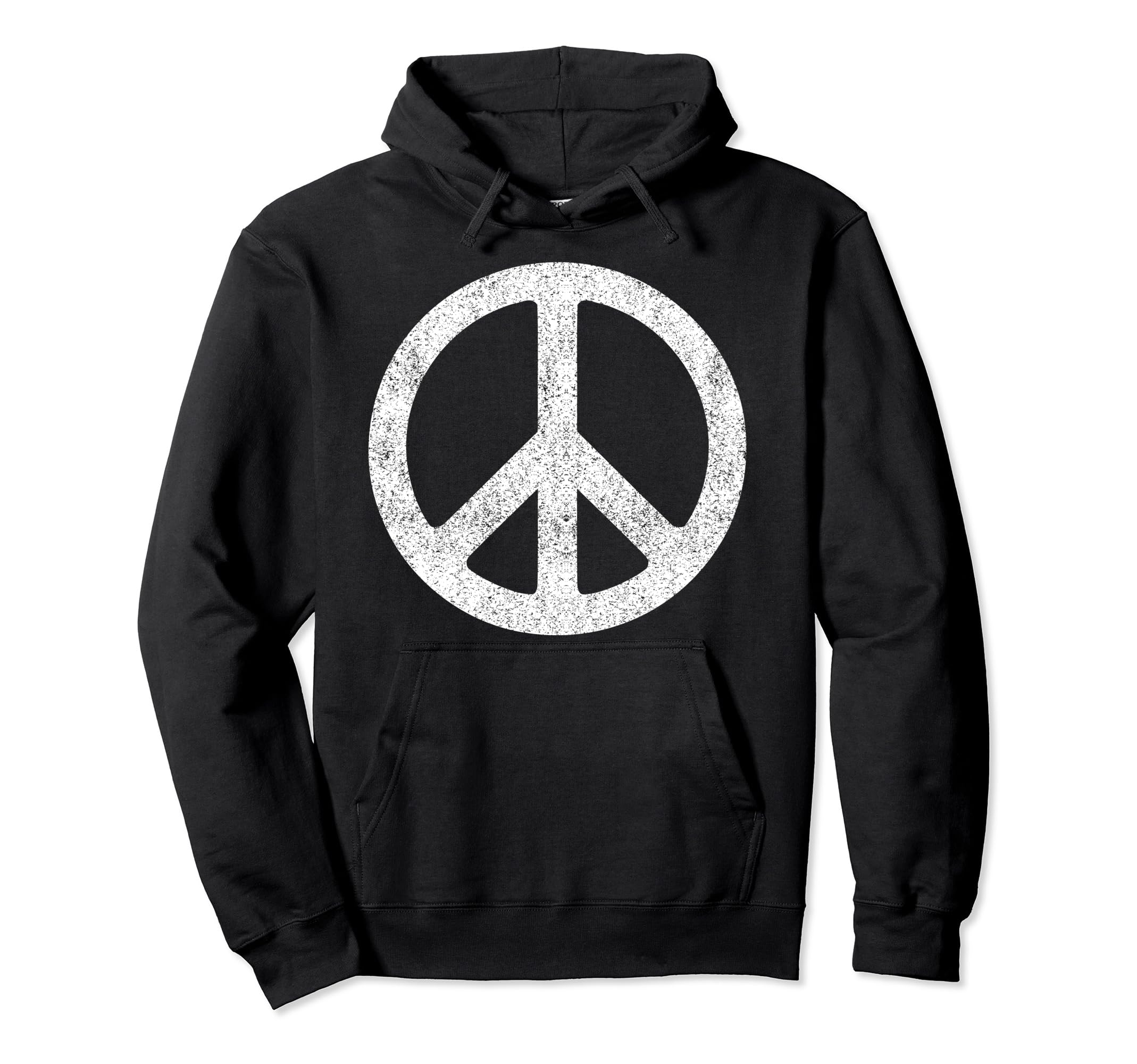Distressed White Peace Sign Symbol Hoodie - Graphic Print Men Women - T-Shirt, Sweatshirt, Hoodie
