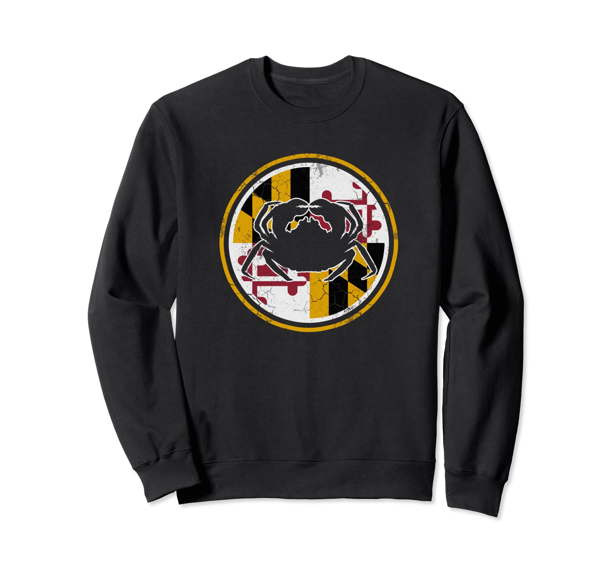 Maryland Flag Blue Crab Circle Sweatshirt - Trendy Graphic Unisex - T-Shirt, Sweatshirt, Hoodie