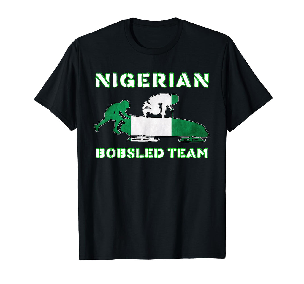 Nigeria Bobsled Black Distressed T-Shirt - Fun Novelty Design Men Women - T-Shirt, Sweatshirt, Hoodie