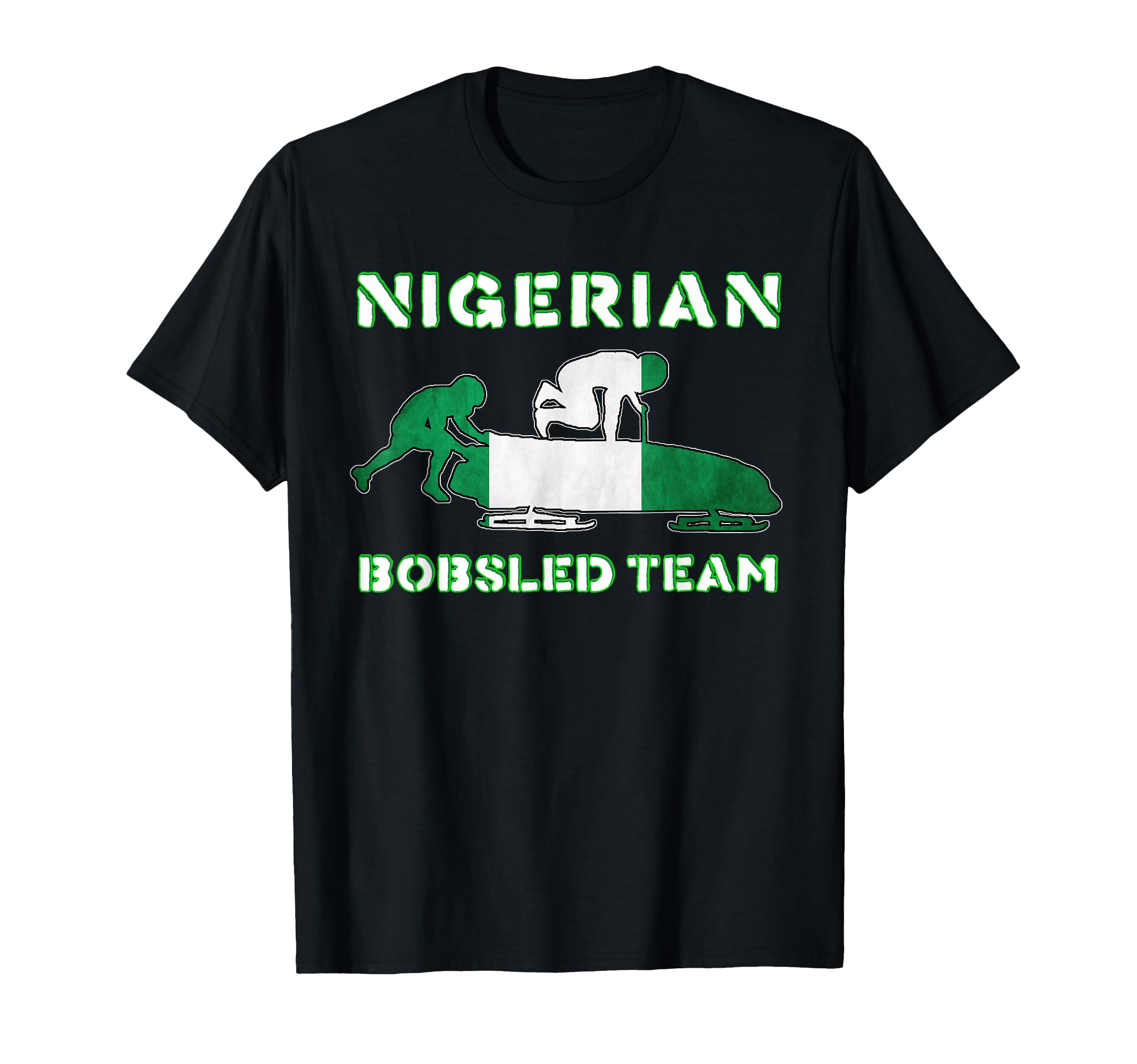 Nigeria Bobsled Black Distressed T-Shirt - Fun Novelty Design Men Women - T-Shirt, Sweatshirt, Hoodie