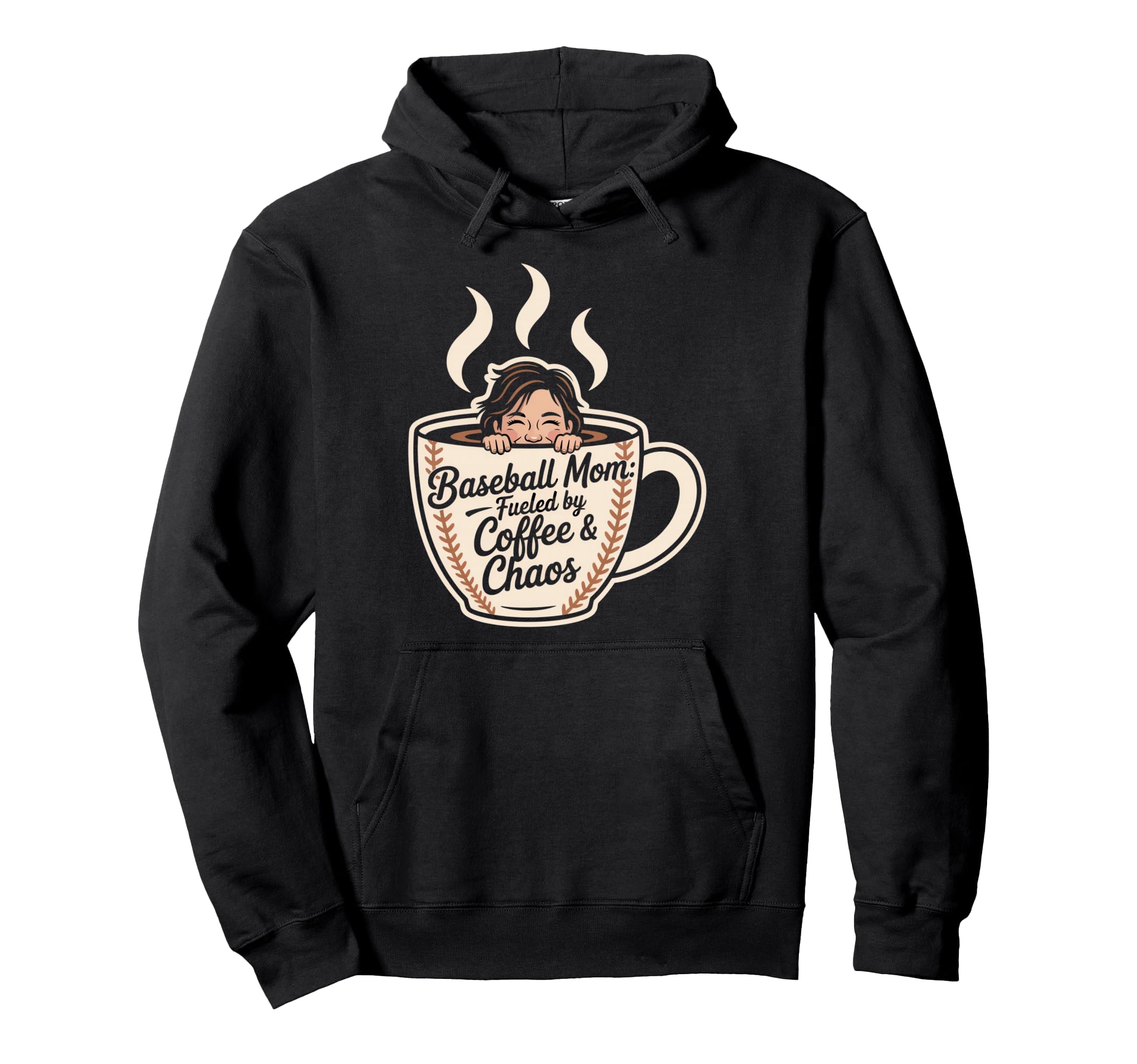 Baseball Mom Fueled Coffee And Chaos Hoodie - Streetwear Style Unisex - T-Shirt, Sweatshirt, Hoodie