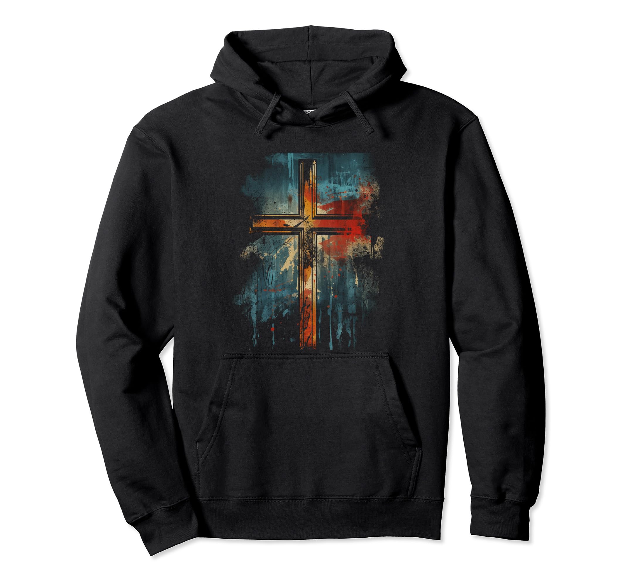 Cross Distressed 90S Goth Grunge Vibes Hoodie - Fun Novelty Design Unisex - T-Shirt, Sweatshirt, Hoodie