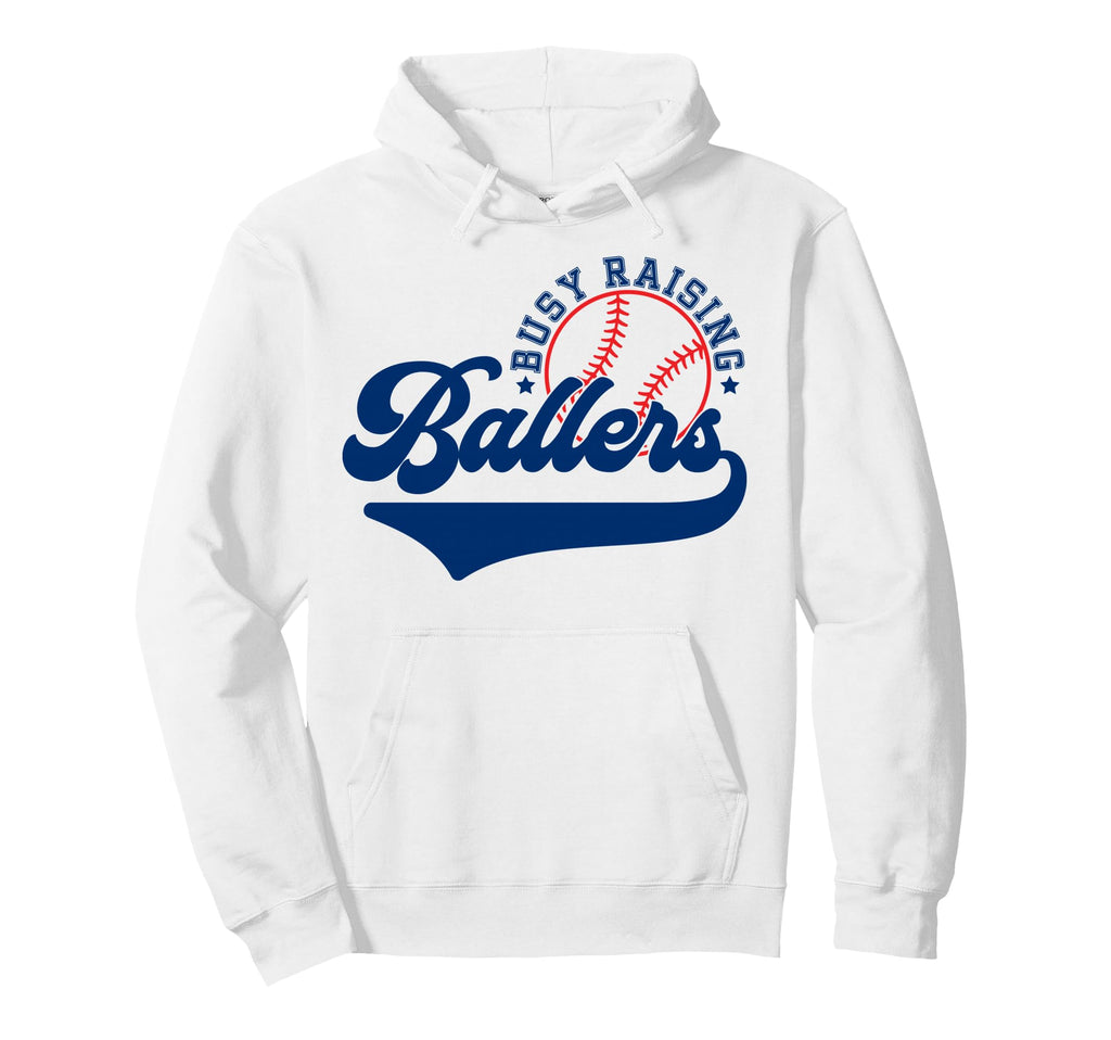 Baseball Mom Mama Busy Raising Ballers Hoodie - Streetwear Style for Adults - T-Shirt, Sweatshirt, Hoodie
