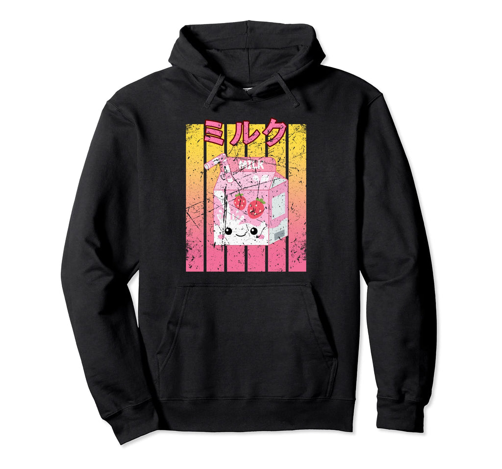 Kawaii Strawberry Milk Japanese Anime Hoodie - Minimalist Print for Adults - T-Shirt, Sweatshirt, Hoodie