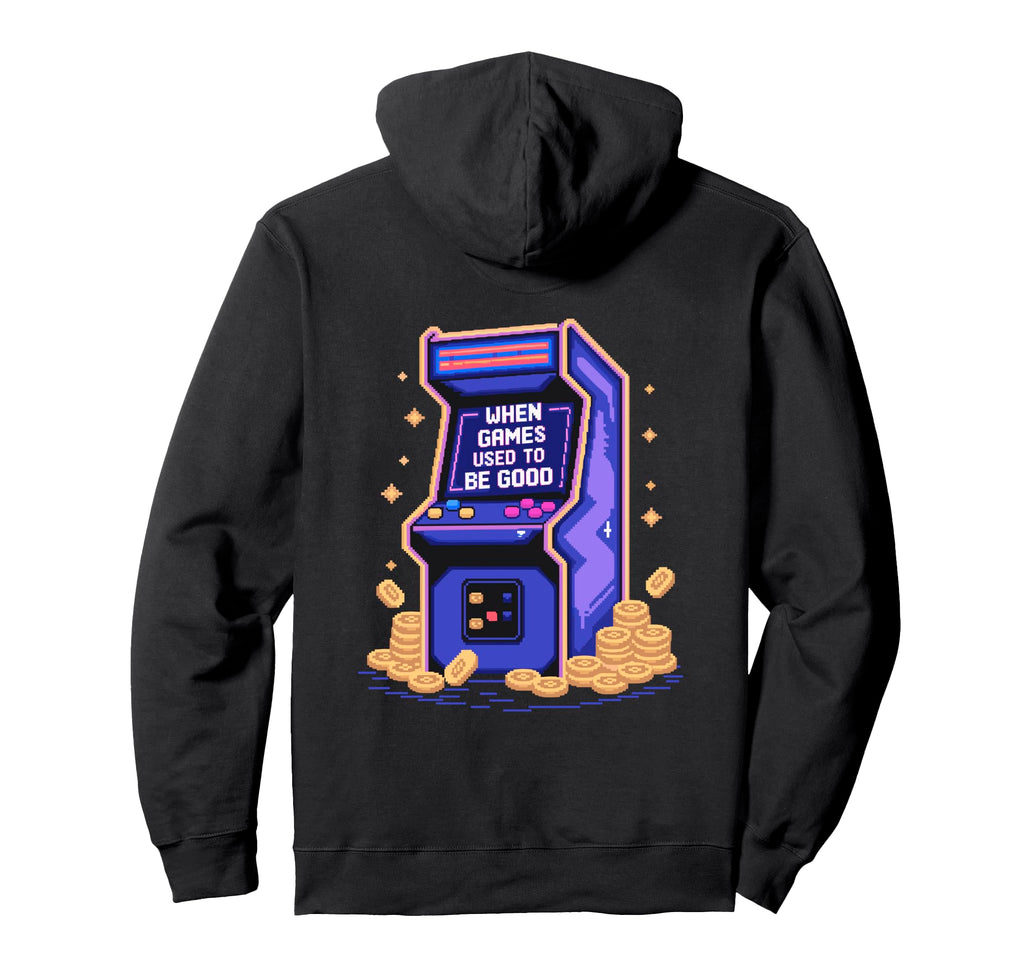 Arcade Machine Joystick Nostalgic Pixel Hoodie - Novelty Apparel Men Women - T-Shirt, Sweatshirt, Hoodie