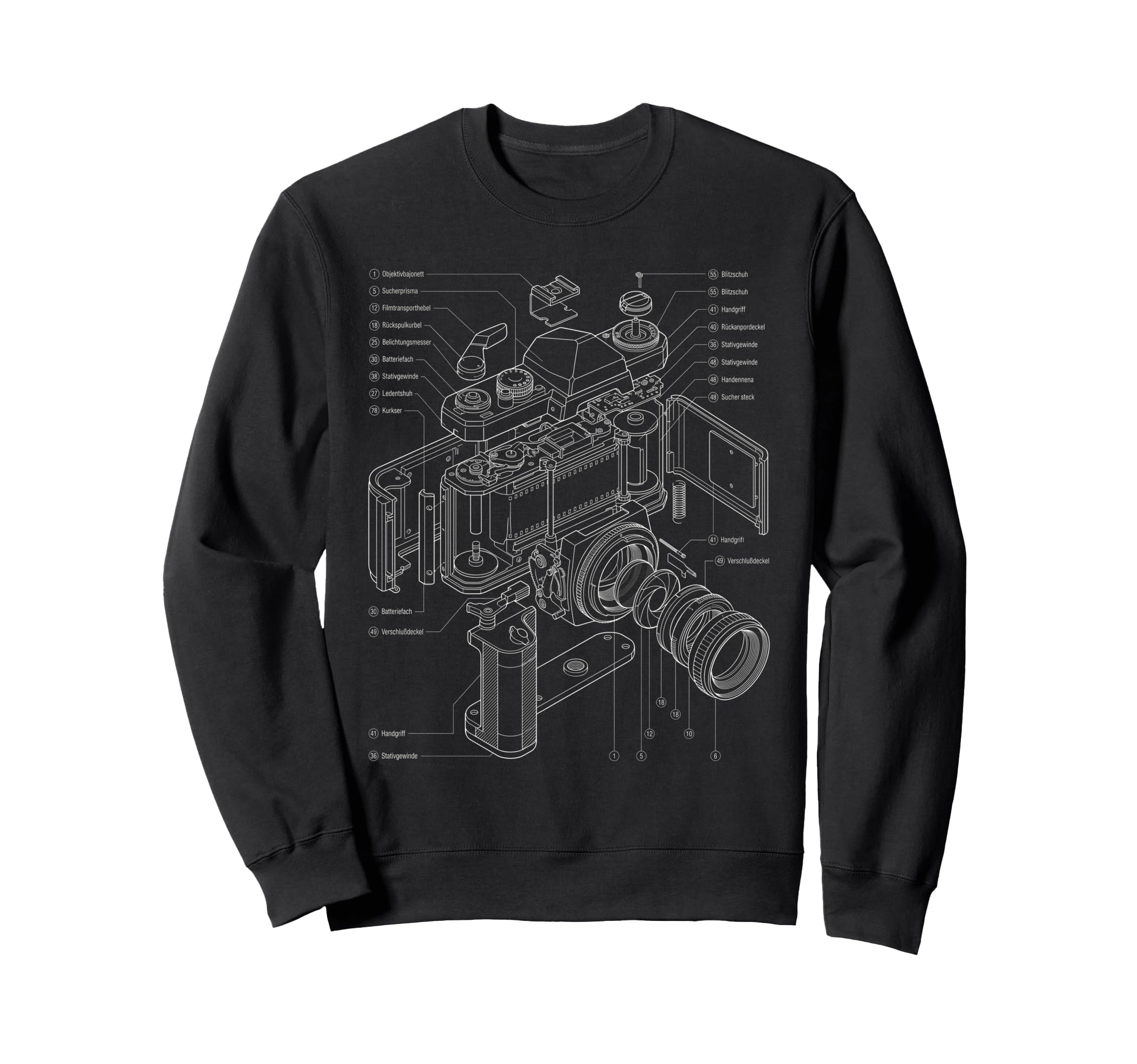 Camera Schematic Film Photography Sweatshirt - Unique Graphic Unisex - T-Shirt, Sweatshirt, Hoodie
