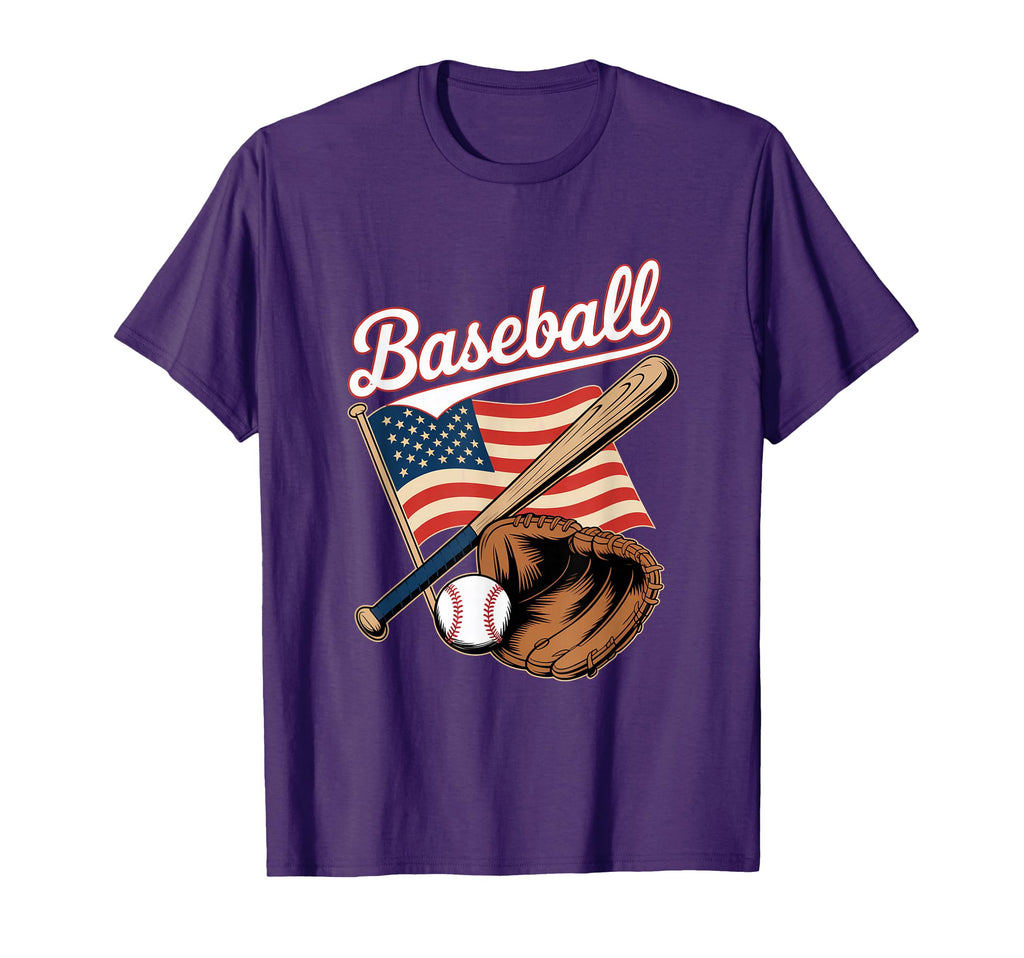 Baseball Bat Glove American Flag Pride T-Shirt - Novelty Apparel Unisex - T-Shirt, Sweatshirt, Hoodie