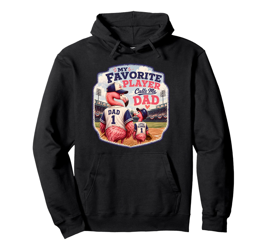 Flamingo Baseball Dad Fathers Day Hoodie - Trendy Graphic Unisex - T-Shirt, Sweatshirt, Hoodie