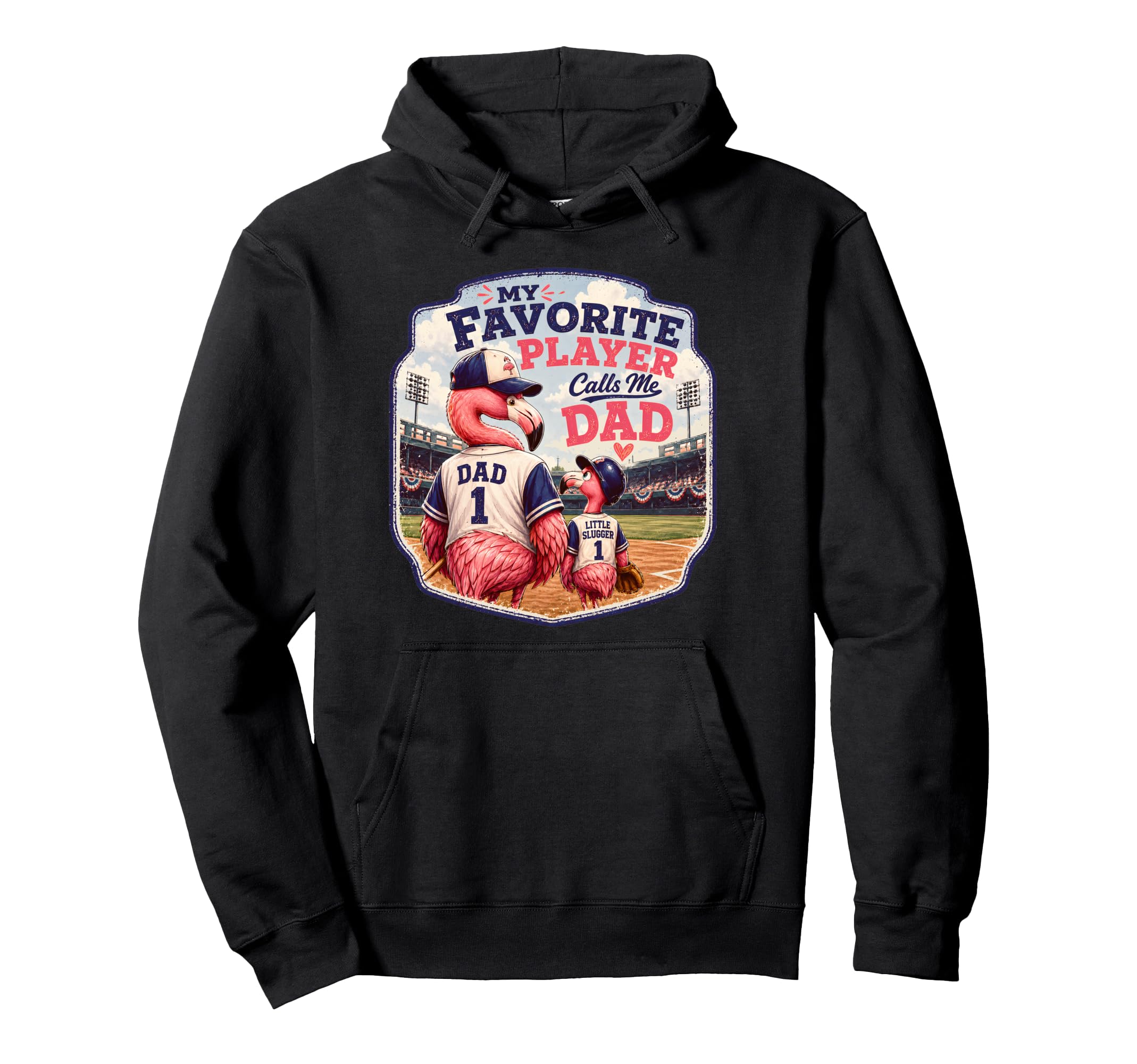 Flamingo Baseball Dad Fathers Day Hoodie - Trendy Graphic Unisex - T-Shirt, Sweatshirt, Hoodie