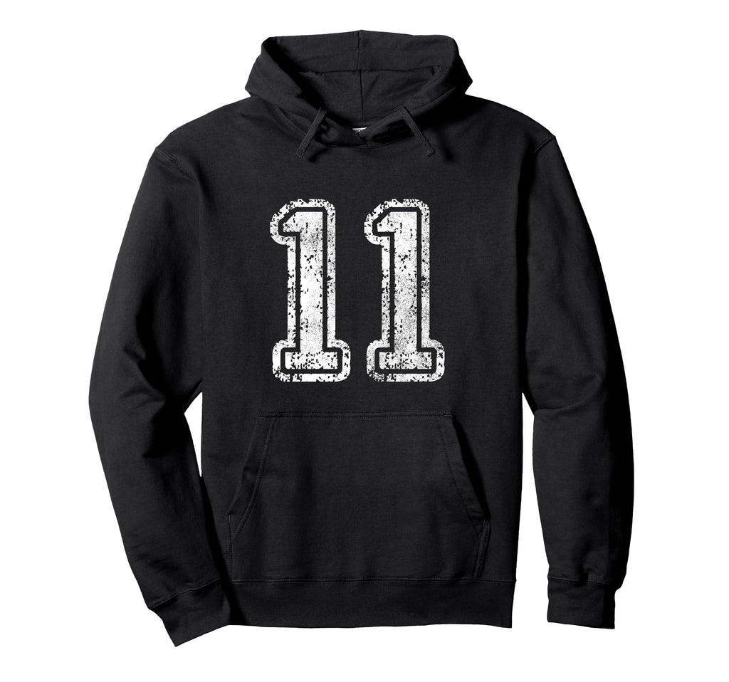 Jersey Number 11 Football Eleven Hoodie - Minimalist Print Men Women - T-Shirt, Sweatshirt, Hoodie