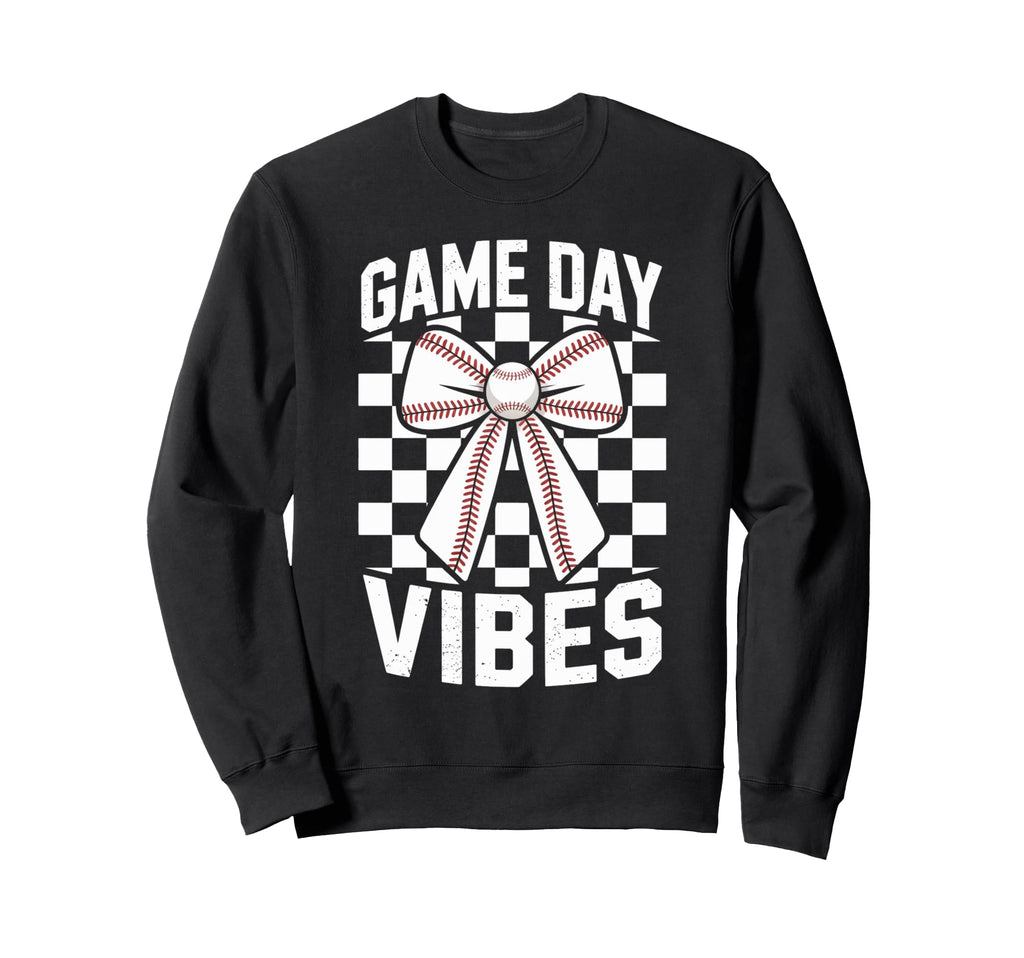 Game Day Vibes Coquette Bow Baseball Sweatshirt - Aesthetic Graphic Unisex - T-Shirt, Sweatshirt, Hoodie