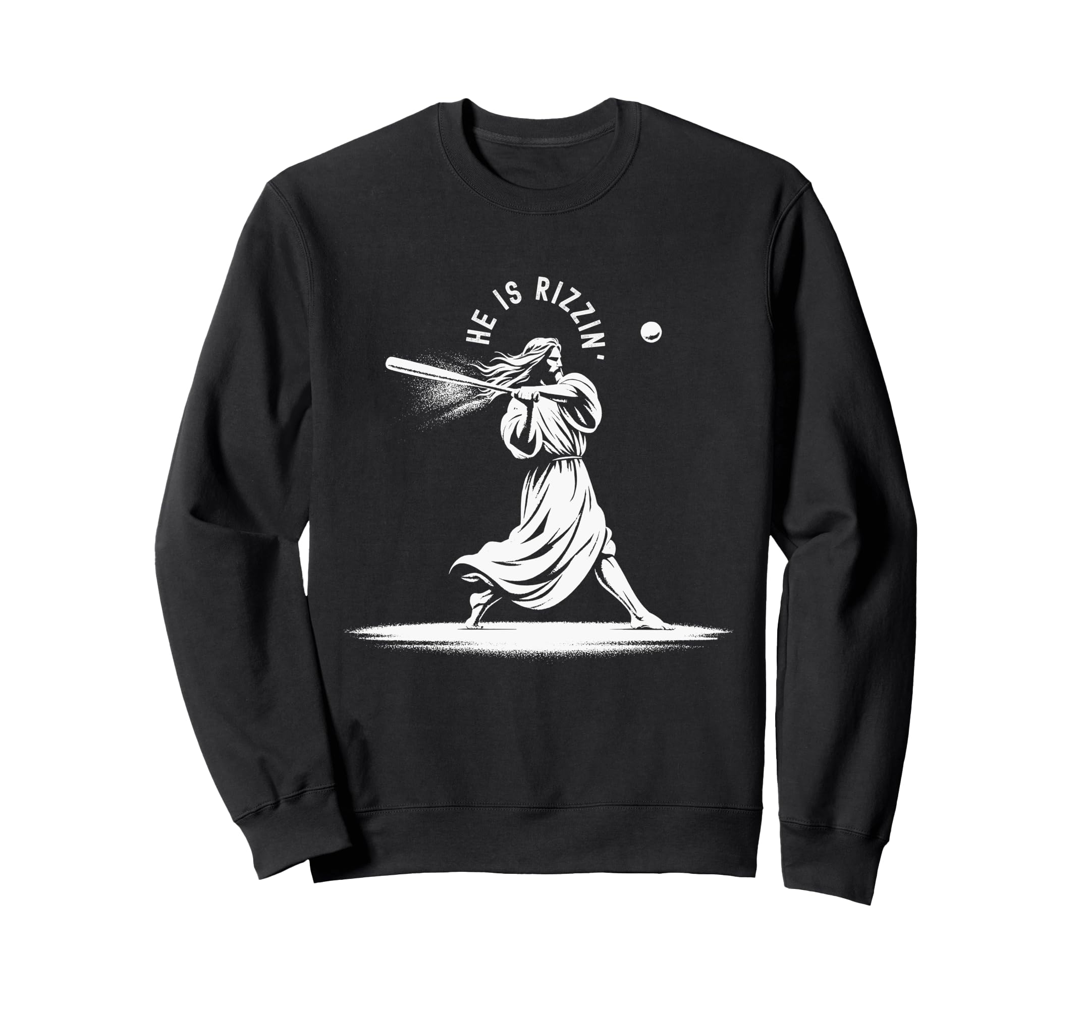 He Is Rizzin Religious Baseball Sweatshirt - Minimalist Print for Adults - T-Shirt, Sweatshirt, Hoodie