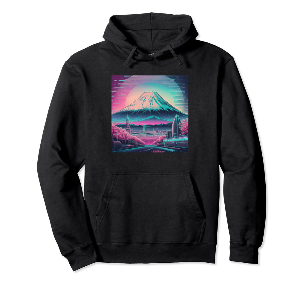Japan Aesthetic Vaporwave Mount Fuji Hoodie - Streetwear Style Men Women - T-Shirt, Sweatshirt, Hoodie
