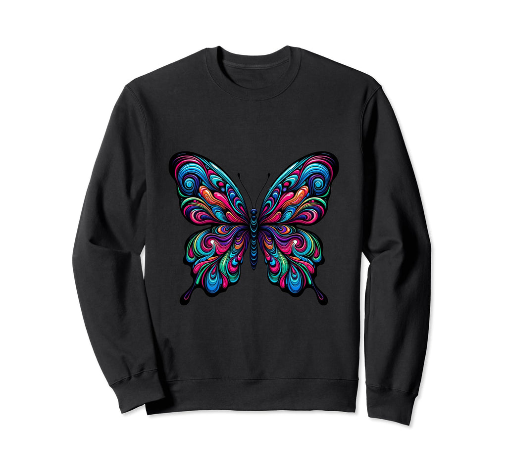 Vibrant Psychedelic Butterfly Sweatshirt - Custom Art Print Men Women - T-Shirt, Sweatshirt, Hoodie
