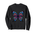 Vibrant Psychedelic Butterfly Sweatshirt - Custom Art Print Men Women - T-Shirt, Sweatshirt, Hoodie