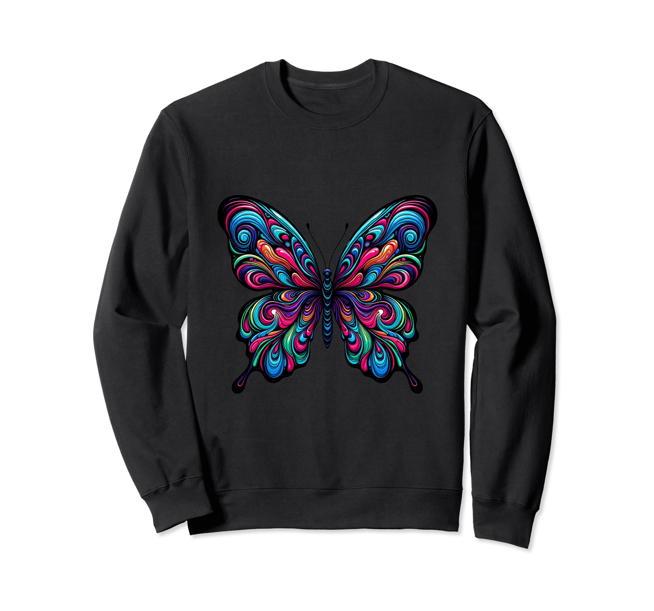Vibrant Psychedelic Butterfly Sweatshirt - Custom Art Print Men Women - T-Shirt, Sweatshirt, Hoodie